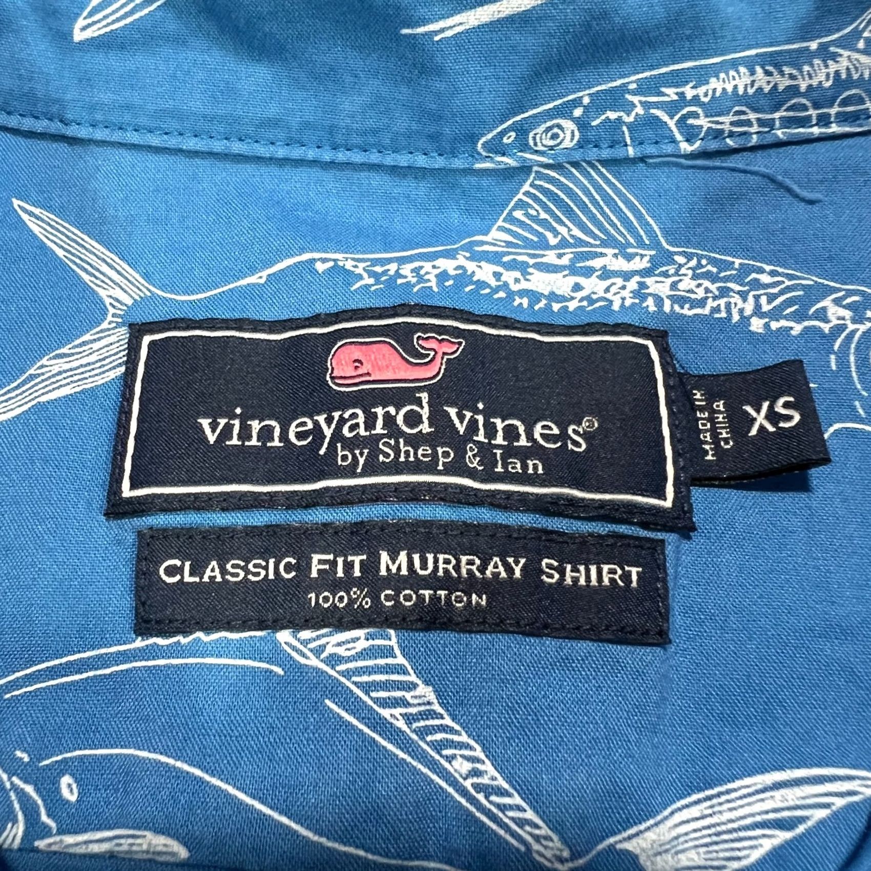Vineyard Vines Vineyard Vines Murray Shirt XS Mens Blue Fish Print Pattern Button-Up Short Sleeve Collared Ocean Nautical Trout Button-Down Mens Shirt Size US XS / EU 42 / 0 - 4 Thumbnail