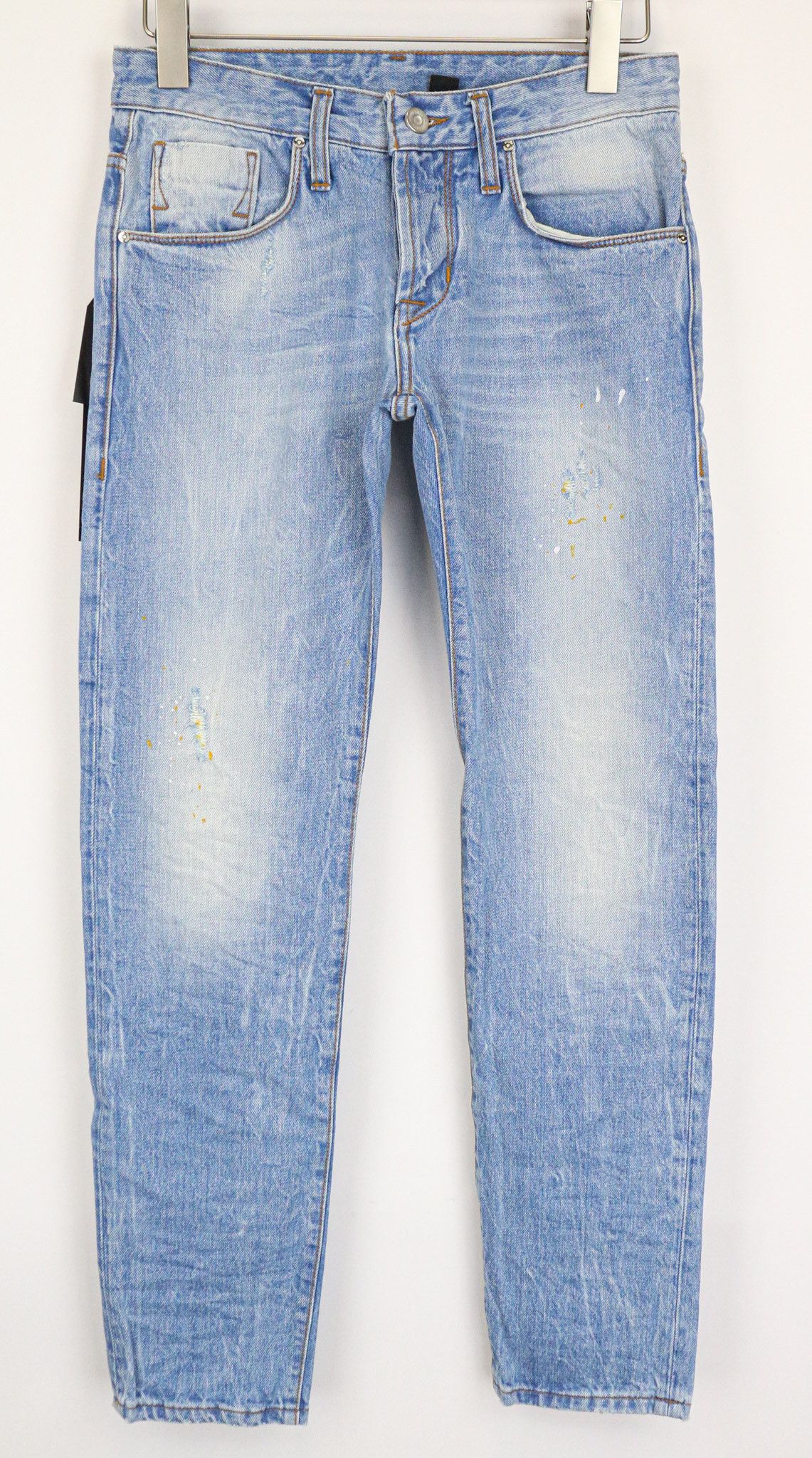 Takeshy Kurosawa W30 Slim Blue Cotton Painted Jeans 75788 Size US 30 / EU 46 - 1 Thumbnail
