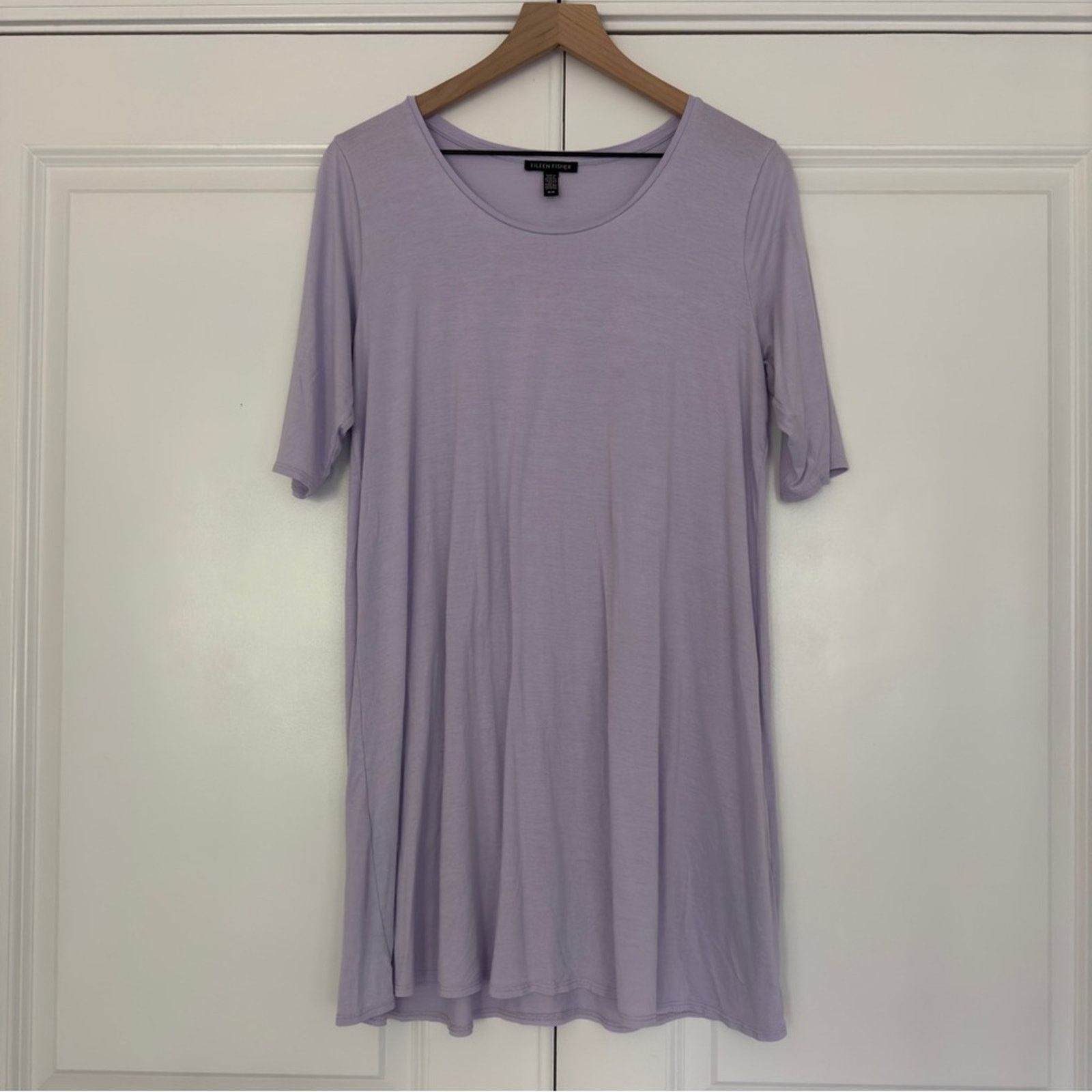 Eileen Fisher Eileen Fisher Lavender short sleeve mini shift dress solid M Size M / US 6-8 / IT 42-44 - 1 Thumbnail