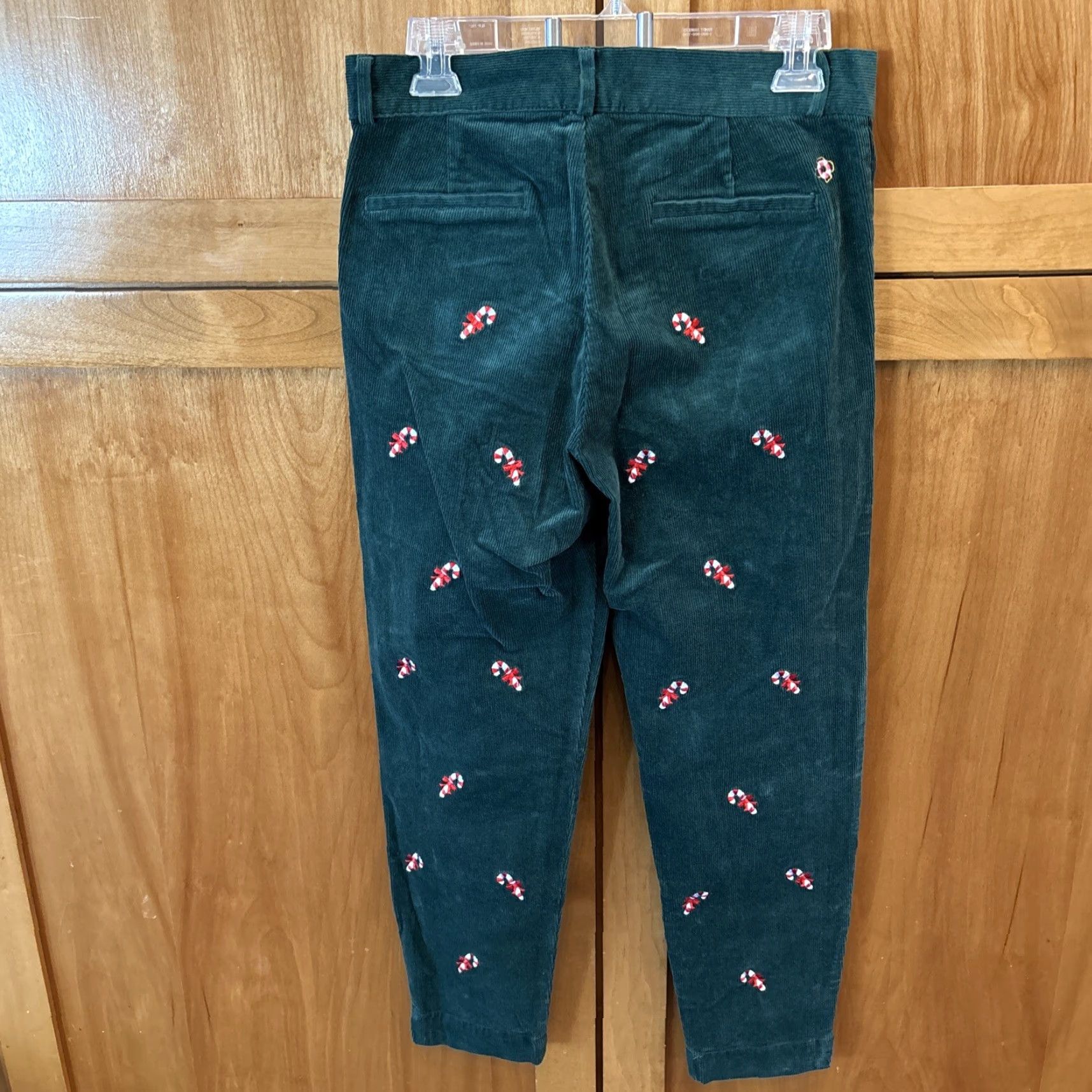 Vintage VINTAGE? No — Castaway Capri Pants Corduroy Stretch Embroidered Zipper Hook Eye Candy Cane Hunter Green 8 Women Size ONE SIZE - 7 Thumbnail