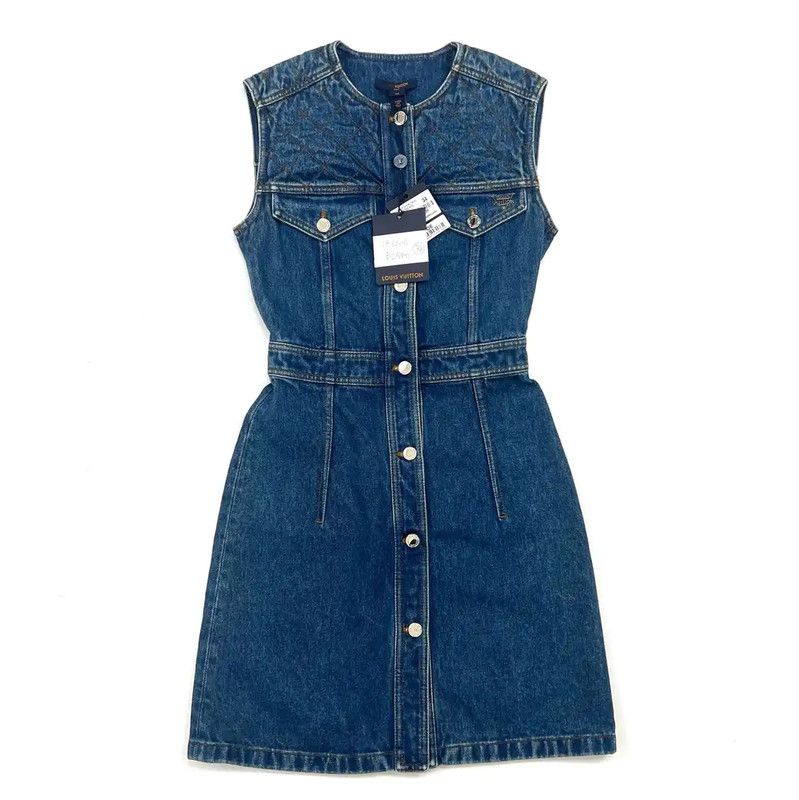 Louis Vuitton Louis Vuitton Blue Cotton Sleeveless Dress 0089 Size M / US 6-8 / IT 42-44 - 1 Thumbnail