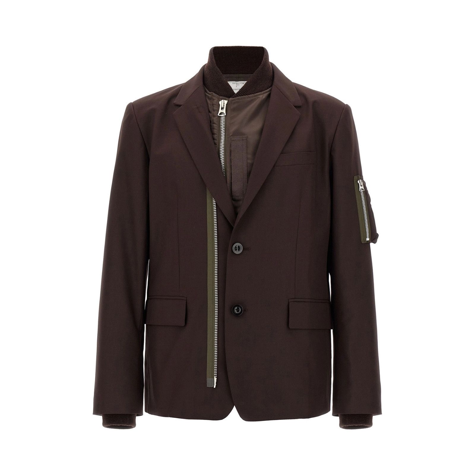 Sacai SACAI Brown Bomber Insert Blazer New & Authentic (Men's size Size US XL / EU 56 / 4 - 3 Thumbnail
