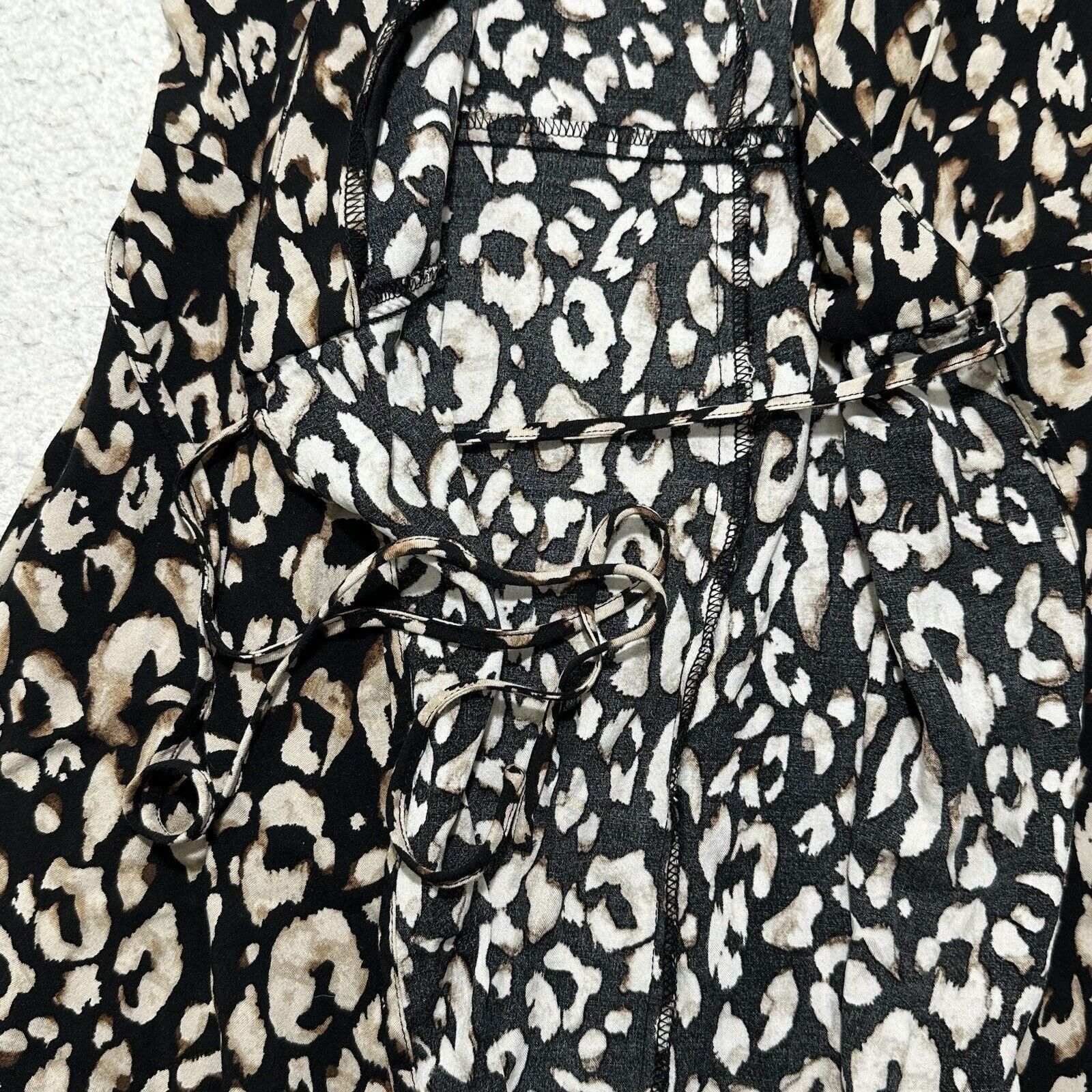 H&M H&M XS Black Begige Leopard Mini Wrap Dress Short Sleeve Size XS / US 0-2 / IT 36-38 - 9 Thumbnail