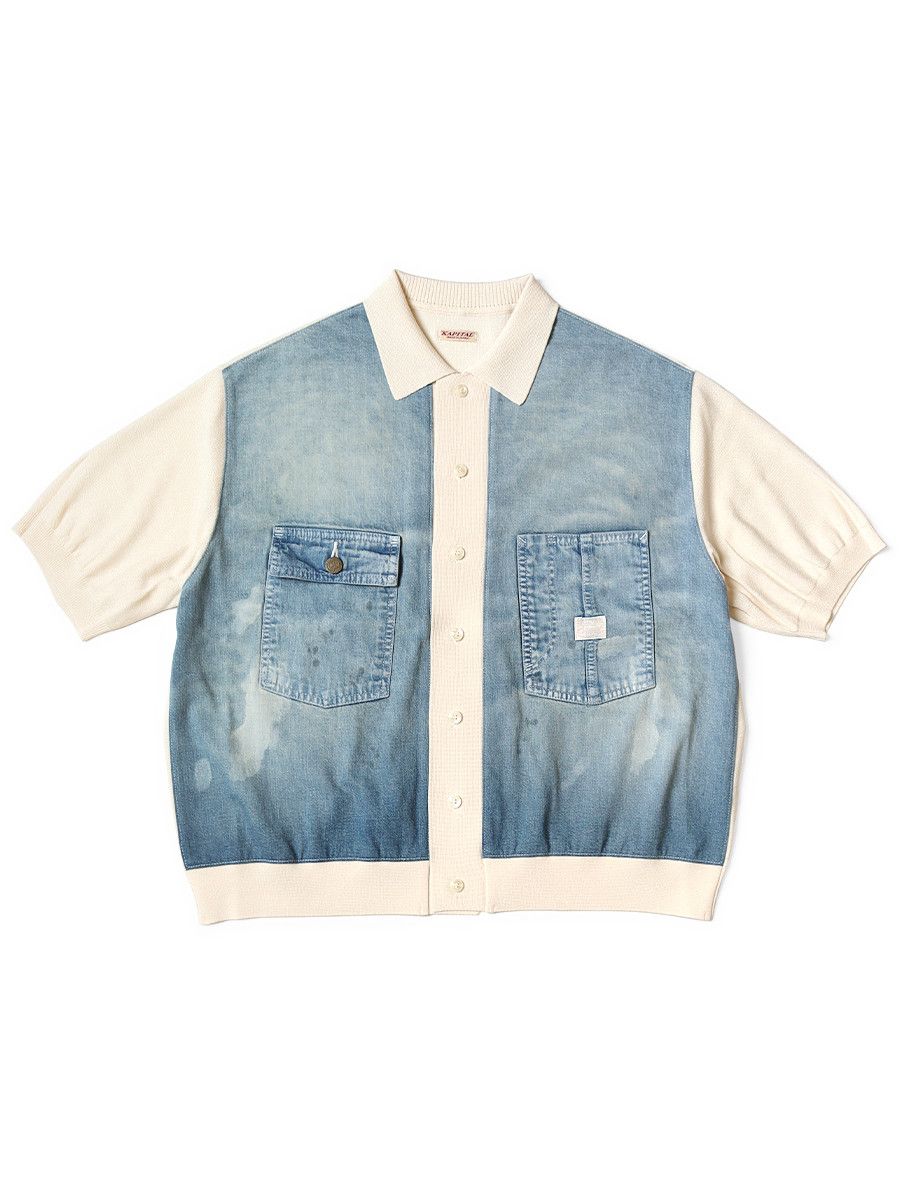 Kapital Kapital Knit × 8oz denim coverall polo shirt Size US L / EU 52-54 / 3 - 1 Thumbnail