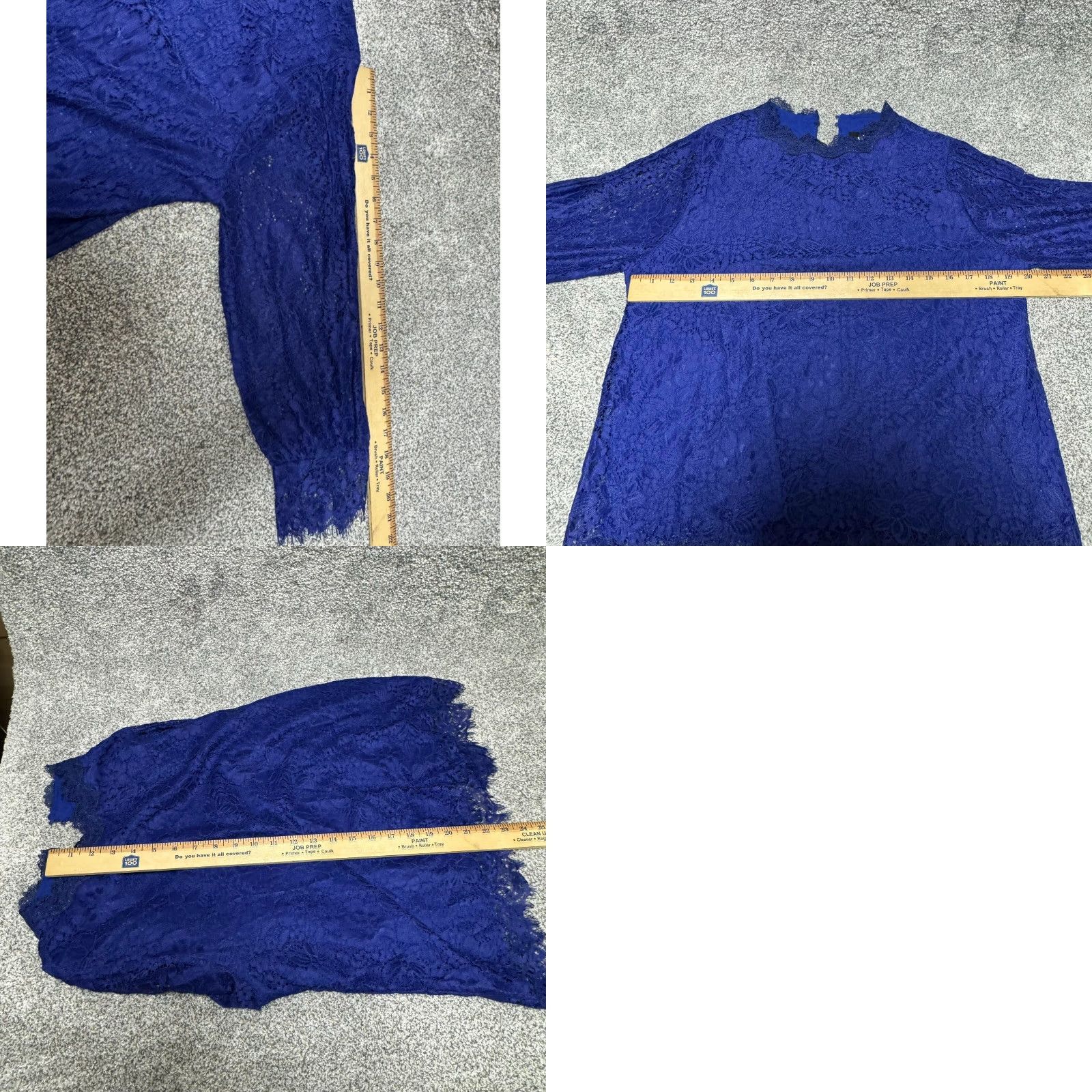 Vintage Alice Blue Blouse L Romantic Lace Floral Lined Whimsigoth Fairy Grunge Boho Chic Shirt Women Long Sleeve Purple with blue lining Size L / US 10 / IT 46 - 8 Thumbnail