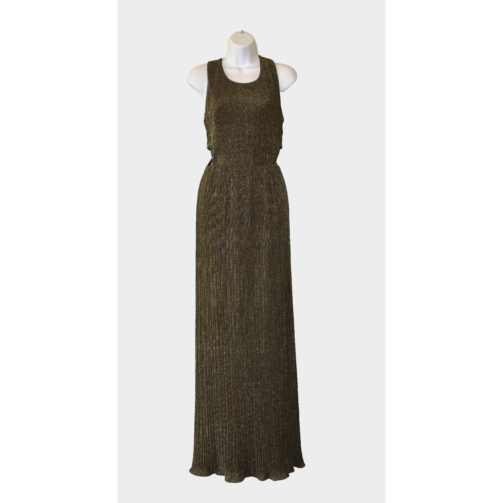 celebrities gold dress Gold Metallic Pleated One Shoulder Gown main image 1