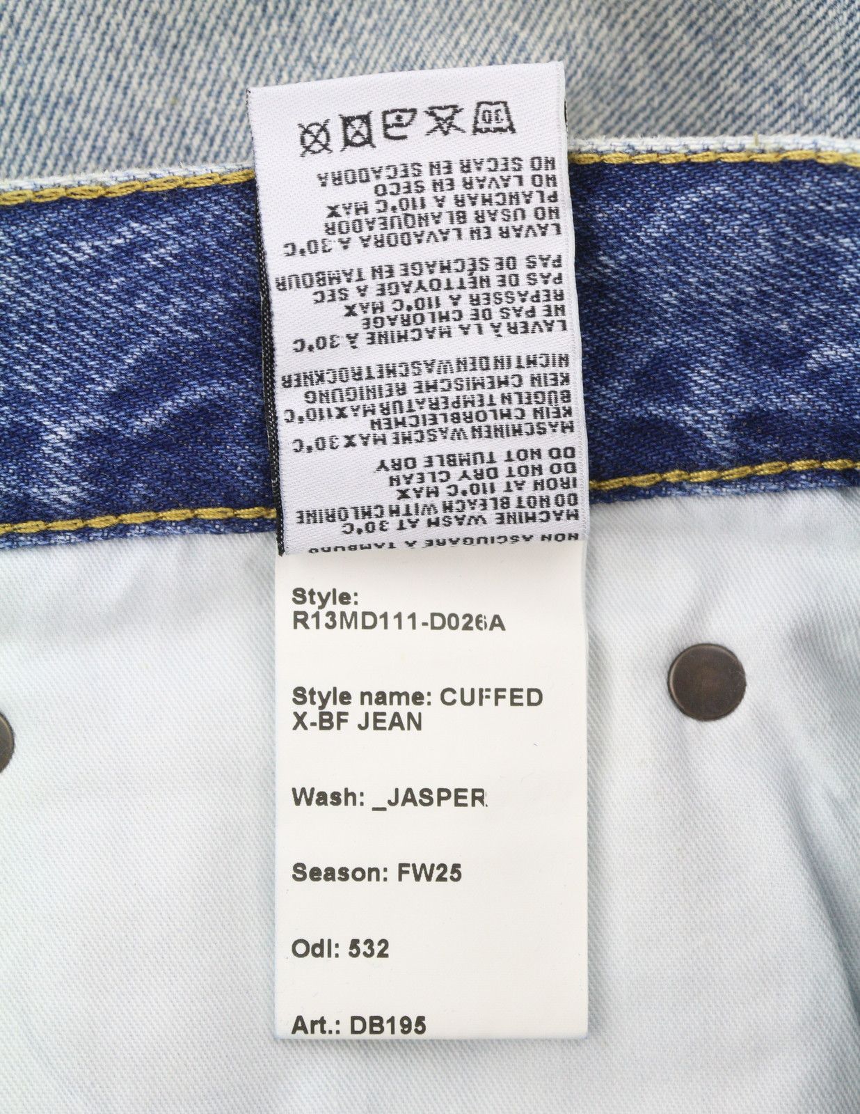 R13 CUFFED X-BF 32 Jasper Faded Denim 87201 Size 32" / US 10 / IT 46 - 9 Thumbnail