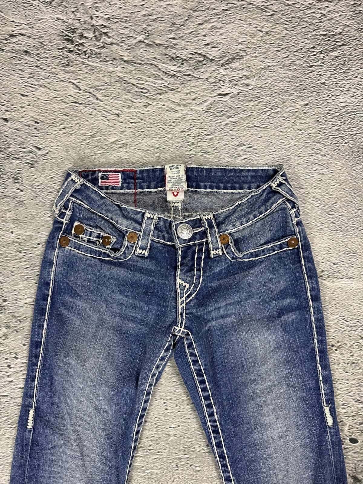 True Religion True Religion Vintage Bootcut Johnny Blue White Stitching Size 25" / US 0 / IT 36 - 7 Thumbnail