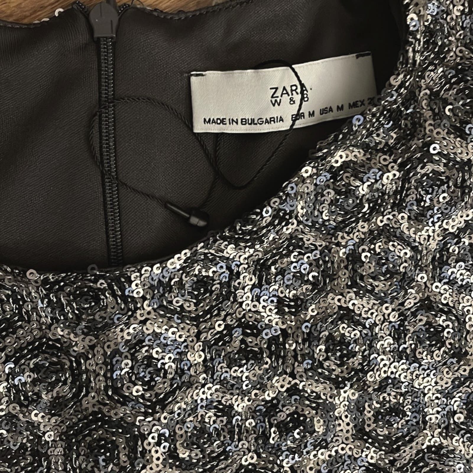 Zara Zara Sequin Silver Blue Gray Long Sleeve Mini Formal Dress Size L / US 10 / IT 46 - 8 Thumbnail