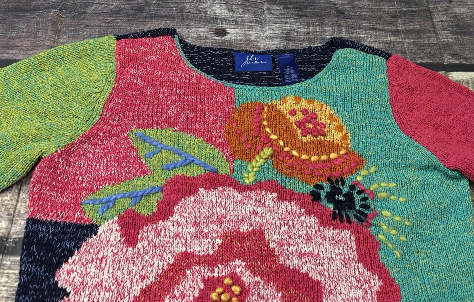JH Collectibles VTG JH Collectibles Sweater Womens M 3D Knit Crochet 90s Size M / US 6-8 / IT 42-44 - 4 Thumbnail