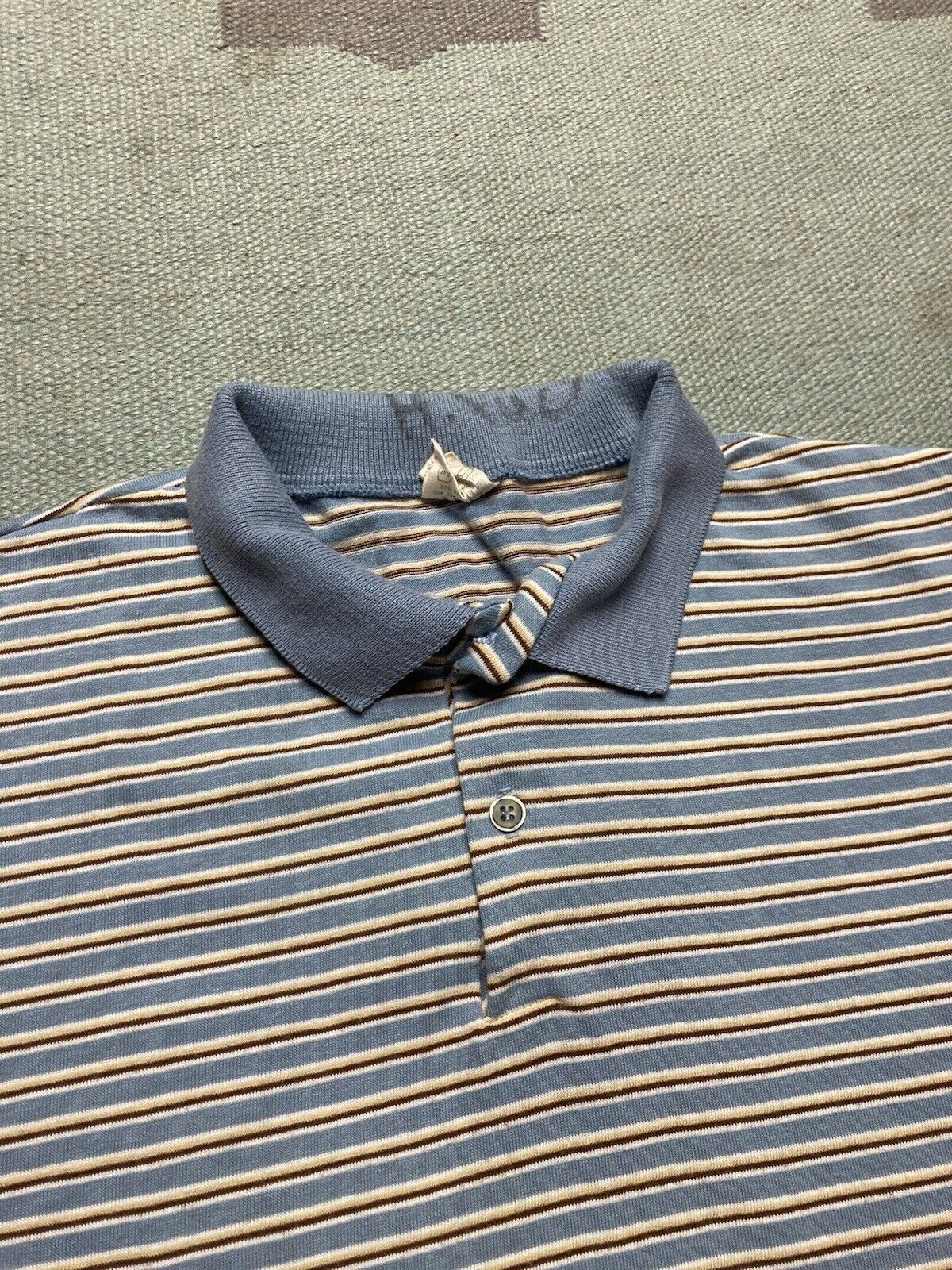 Vintage VTG 70s short sleeve polo shirt donegal striped soft large Size US L / EU 52-54 / 3 - 3 Thumbnail