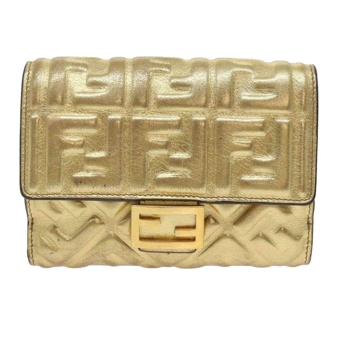 image of Fendi Zucca Wallet in Gold, Women's
