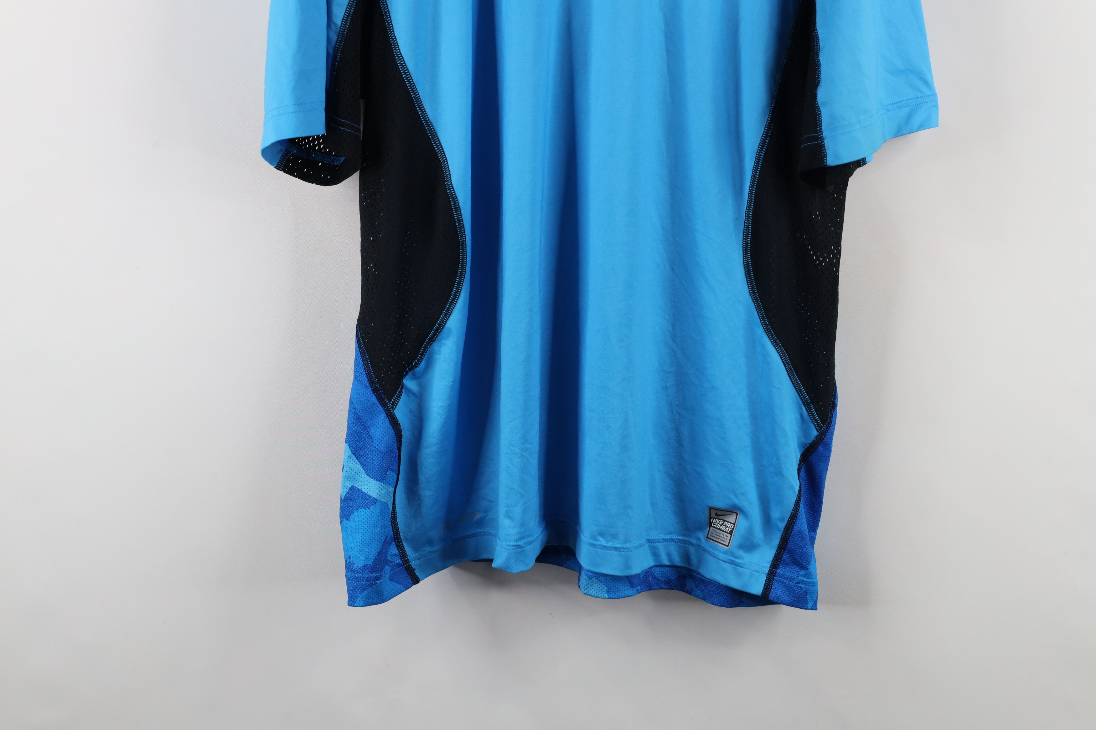 Nike × Vintage Nike Pro Combat Fitted Camouflage Training T-Shirt Blue Size US XL / EU 56 / 4 - 3 Thumbnail