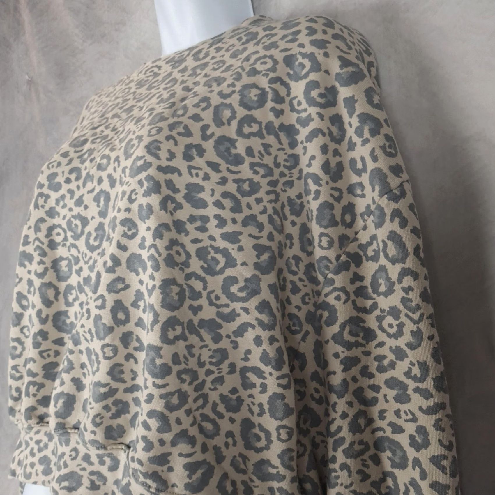 Zara Zara Sweatshirt Womens L Beige Leopard Print Pullover Knit Crew Neck Casual All Seasons Relaxed Fit Wool? No, Cotton, Polyester Size L / US 10 / IT 46 - 3 Thumbnail