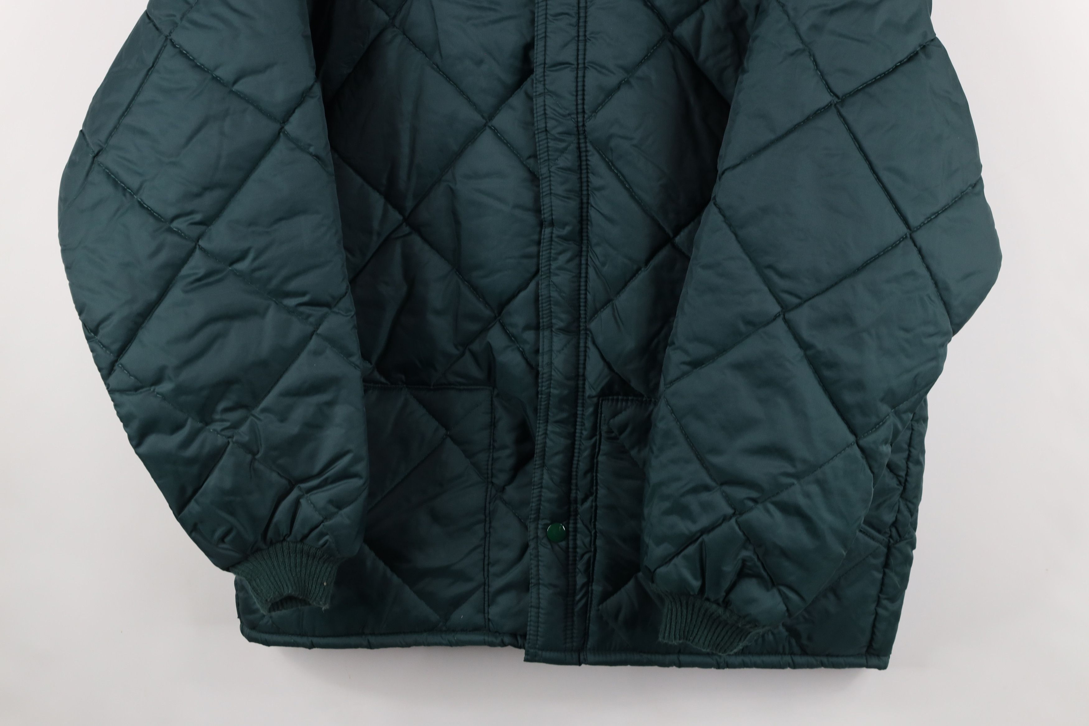 Vintage Vintage 90s Streetwear Blank Quilted Full Zip Jacket Green Size US L / EU 52-54 / 3 - 3 Thumbnail