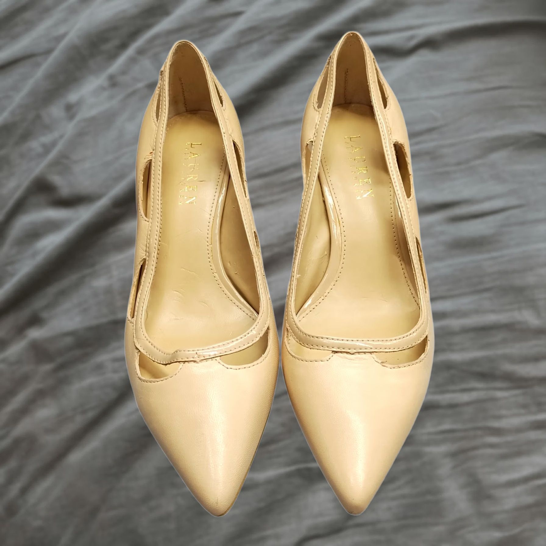 Ralph Lauren Lauren Ralph Lauren Evil Pump Heels Womens 7.5B Tan Leather Pointed Toe Slip On Size 7.5 Womens Pump Tan Leather Heel Stiletto Size US 8 / IT 38 - 1 Thumbnail