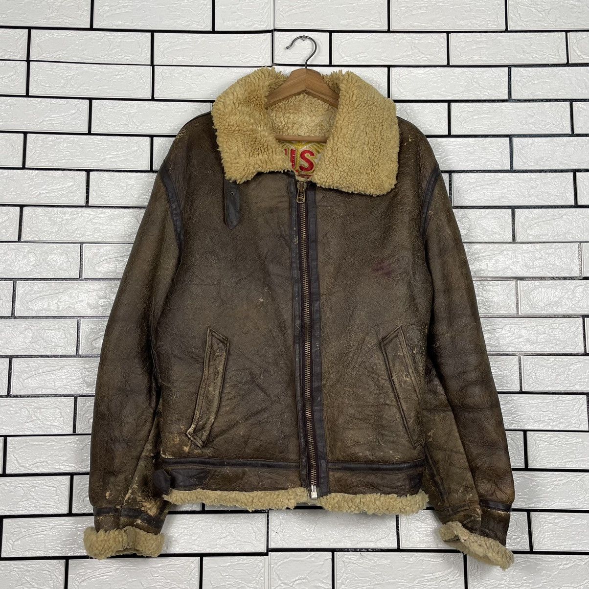 Japanese Brand Vintage US Force Sheepskin Shearling B3 Bomber Jacket Size US M / EU 48-50 / 2 - 1 Thumbnail