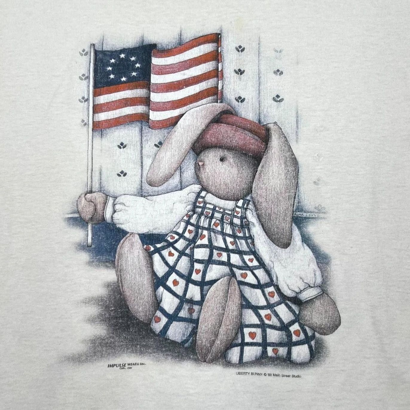 Vintage Vintage LIBERTY BUNNY (1988) Cartoon Graphic Single Stitch T-Shirt Large Cream Men Adult L Shirt Cookie? Size US L / EU 52-54 / 3 - 2 Thumbnail
