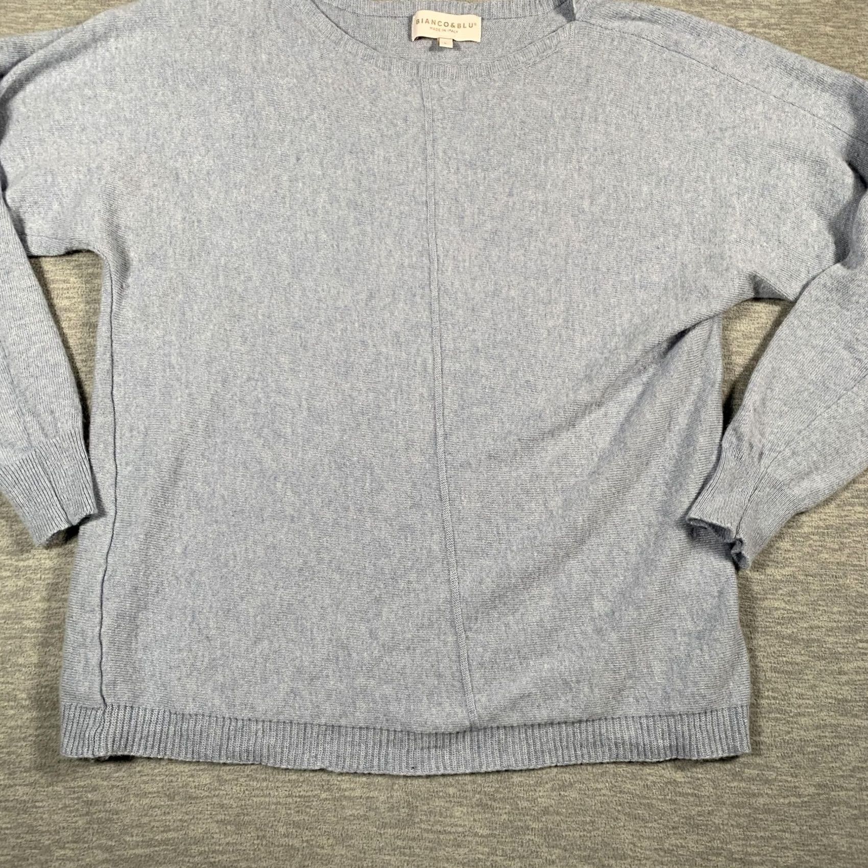 Vintage BIANCO&BLU Sweater Crewneck Womens Large Blue Wool Cashmere Blend Made in Italy Size L / US 10 / IT 46 - 3 Thumbnail