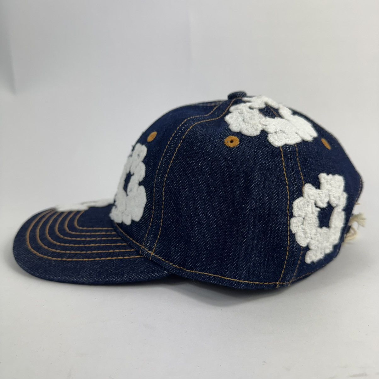 DENIM TEARS Washed Indigo Denim Cotton Bud Embroidered Adjustable Cap Size ONE SIZE - 2 Thumbnail