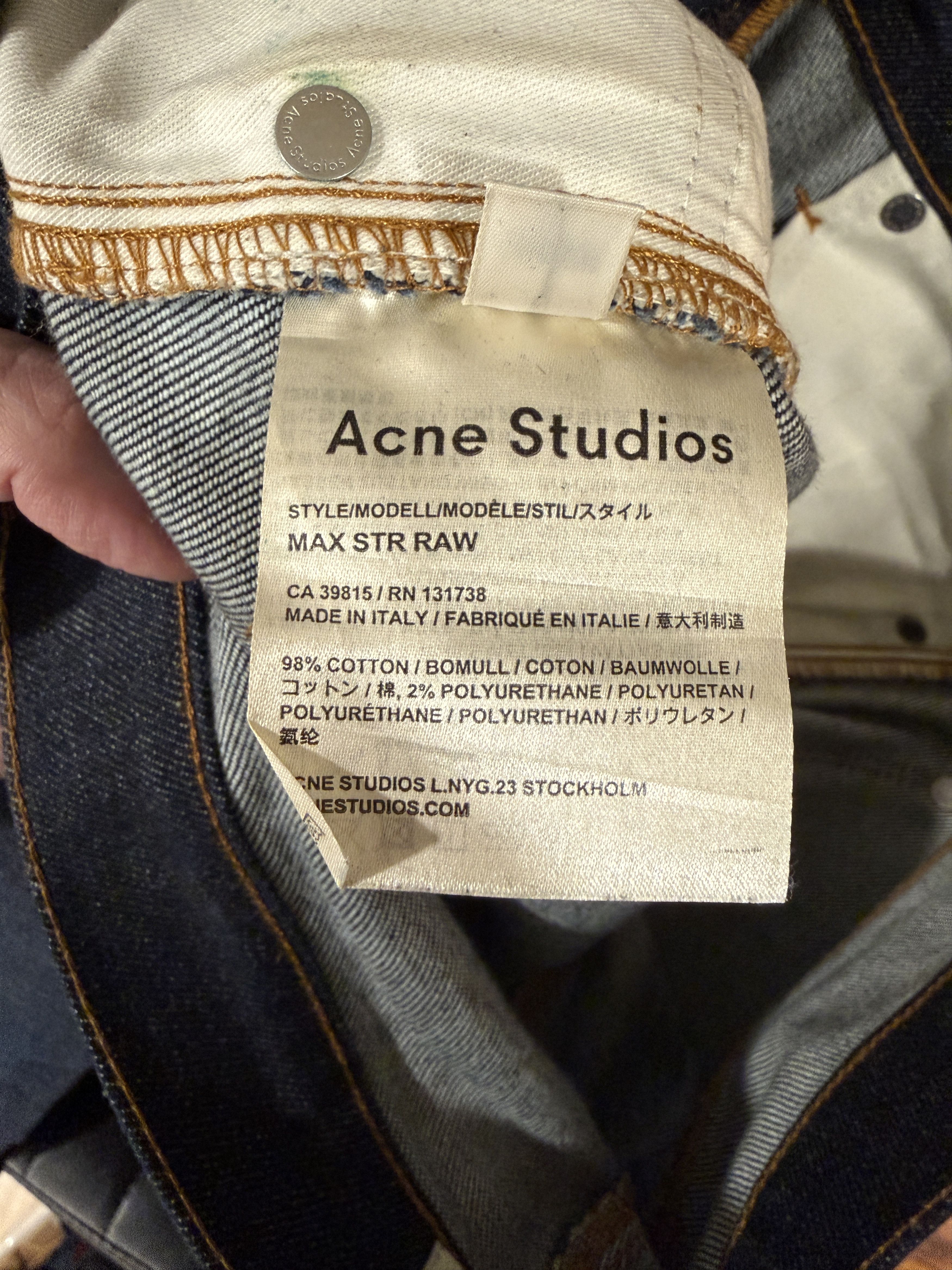 Acne Studios Max Stay Cash Dark Indigo Wash Skinny Jean 30/32 Size US 30 / EU 46 - 7 Thumbnail