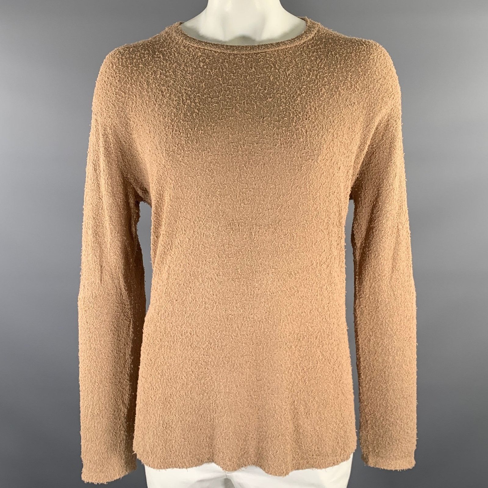 John Elliott L Camel Textured Cotton Nylon Boat Neck Pullover Size US L / EU 52-54 / 3 - 1 Thumbnail