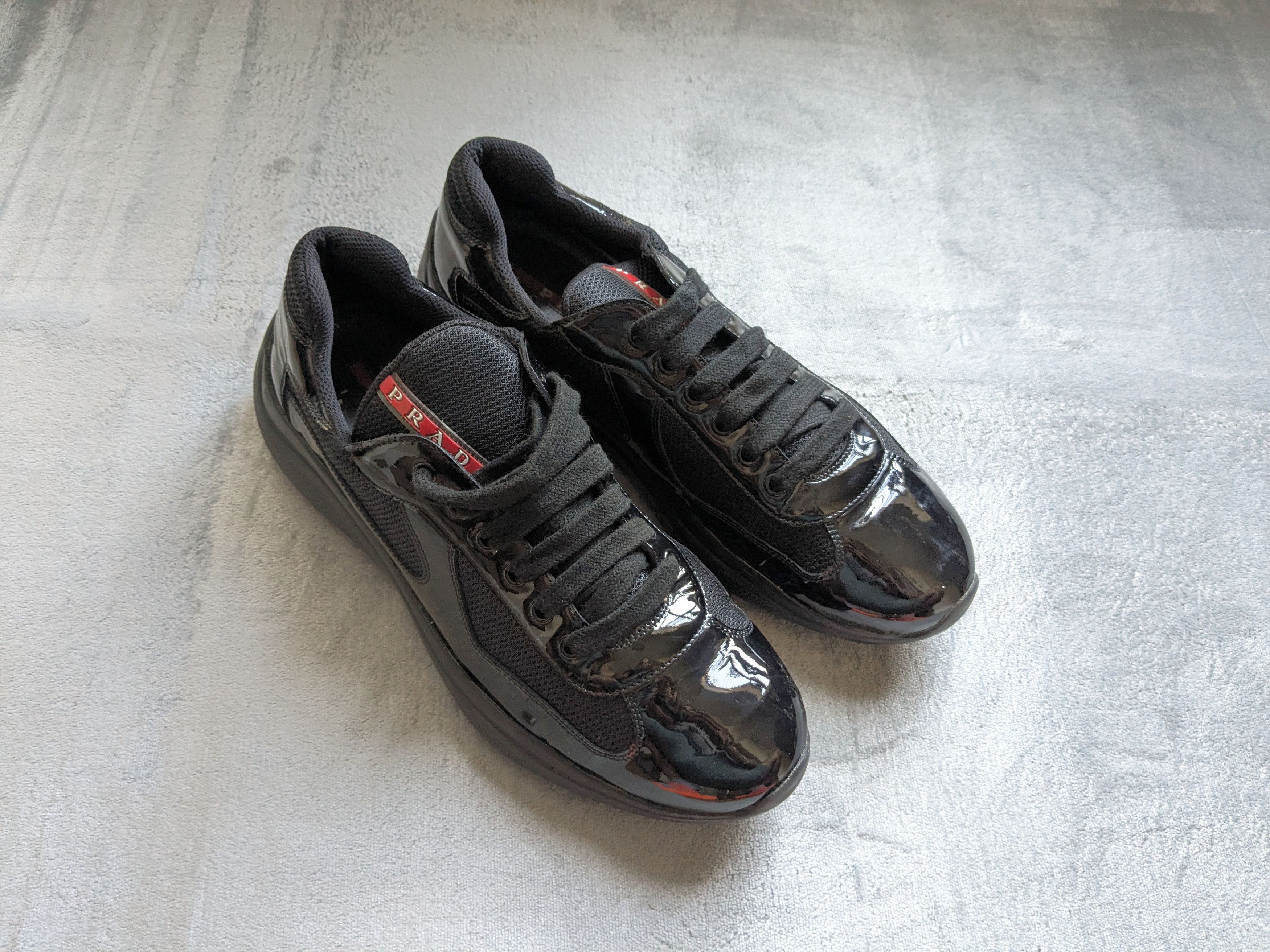 Prada Prada America's Cup Sneakers Black Patent Leather 9.5 Red Size US 9.5 / EU 42-43 - 4 Thumbnail