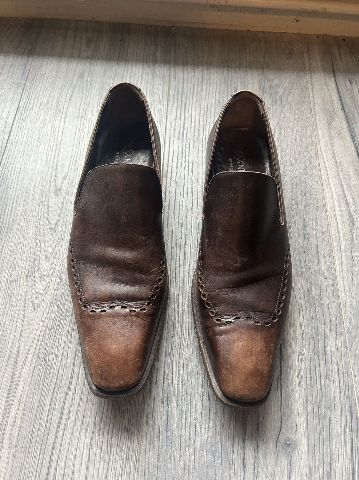 Yves Saint Laurent Brown Leather Slip-On Loafers Size US 9 / EU 42 - 4 Thumbnail