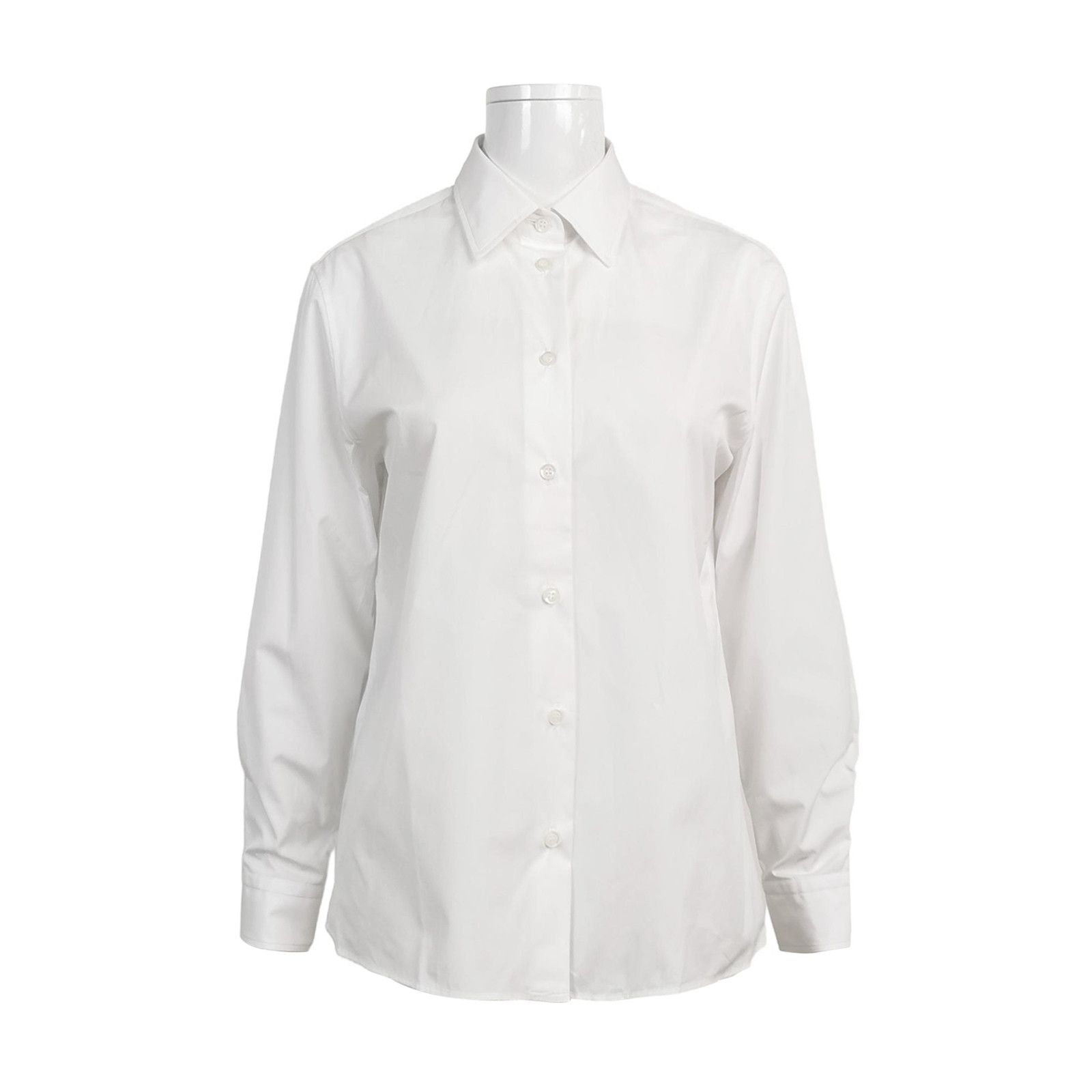 Prada Prada White Cotton Long-Sleeve Shirt XXS Size XXS / US 00 / IT 34 - 1 Thumbnail