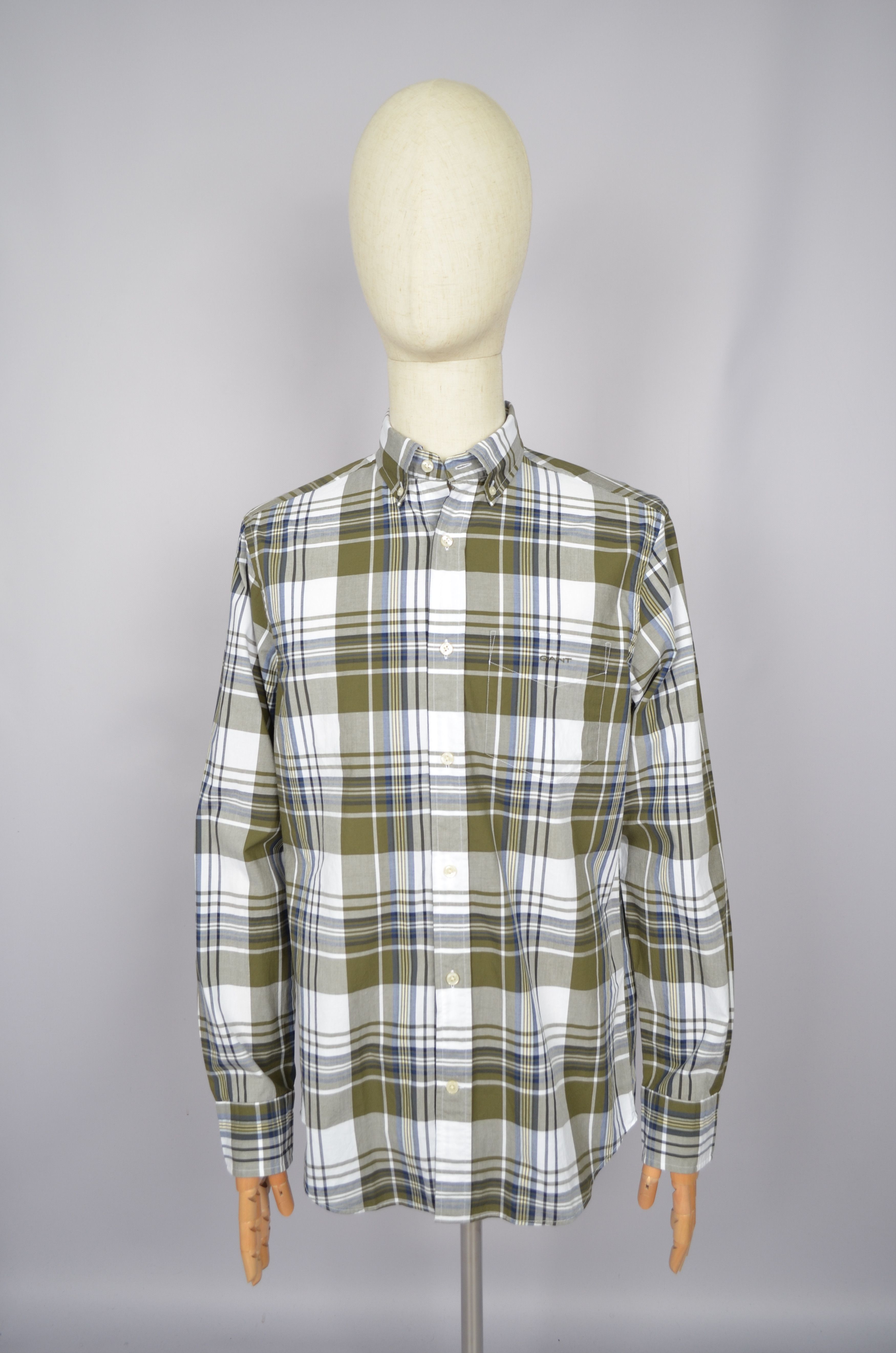 Designer × Gant GANT White Green Check Poplin Shirt Regular Size M Size US M / EU 48-50 / 2 - 2 Thumbnail