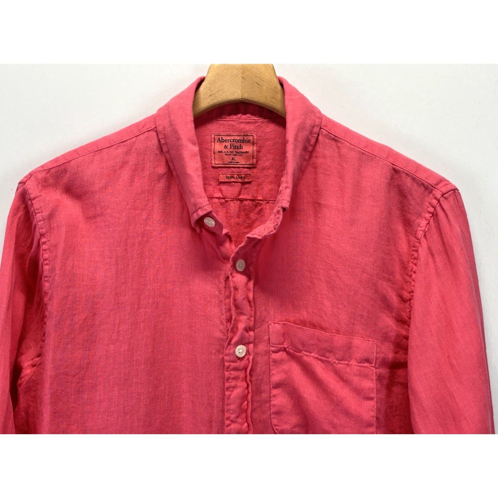 Abercrombie & Fitch VINTAGE Abercrombie & Fitch Linen Shirt Mens XL Pink Button-Down Beach Vacay - Mens XL Pink Linen Shirt Beach Vacay Button-Up Size US XL / EU 56 / 4 - 2 Thumbnail