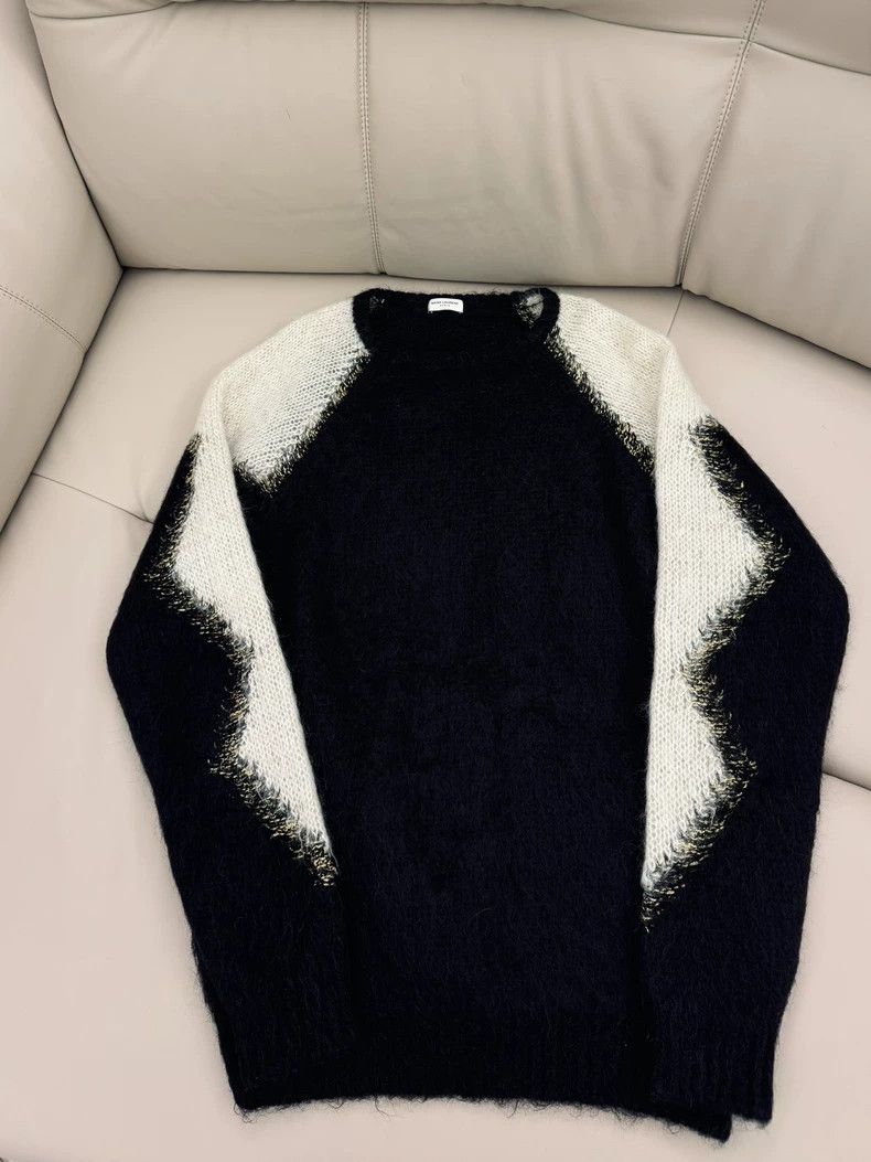 Saint Laurent Paris Saint Laurent 23SS Black and White Mohair Sweater Size US S / EU 44-46 / 1 - 1 Thumbnail