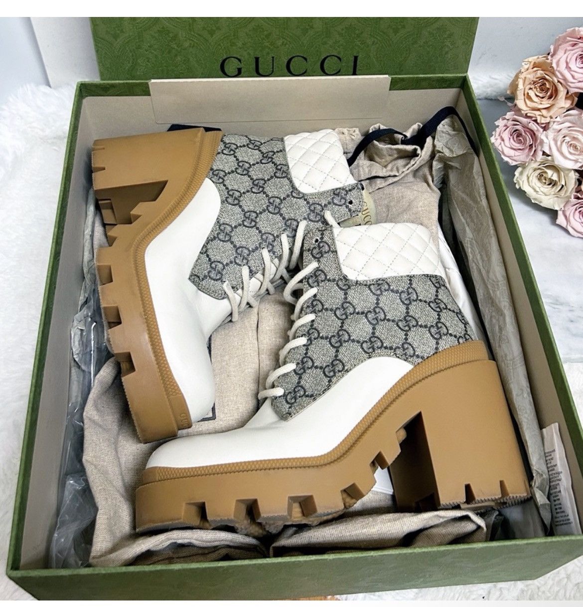 Gucci Aurhentic Gucci Supreme Monogram Trip Combat Heeled Boots Size US 7 / IT 37 - 13 Thumbnail