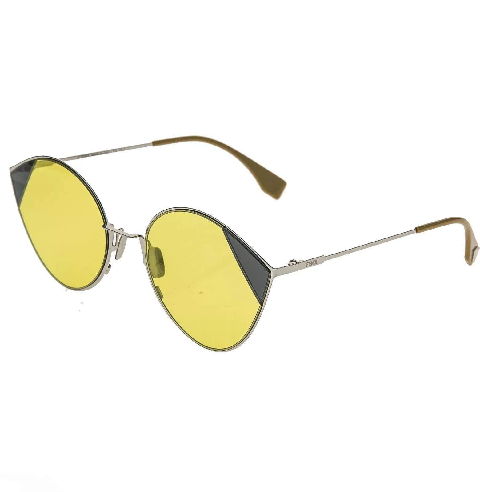 Fendi FENDI 0341 Silver Yellow Geometric Oval Metal Flat FF0341S Size ONE SIZE - 10 Thumbnail