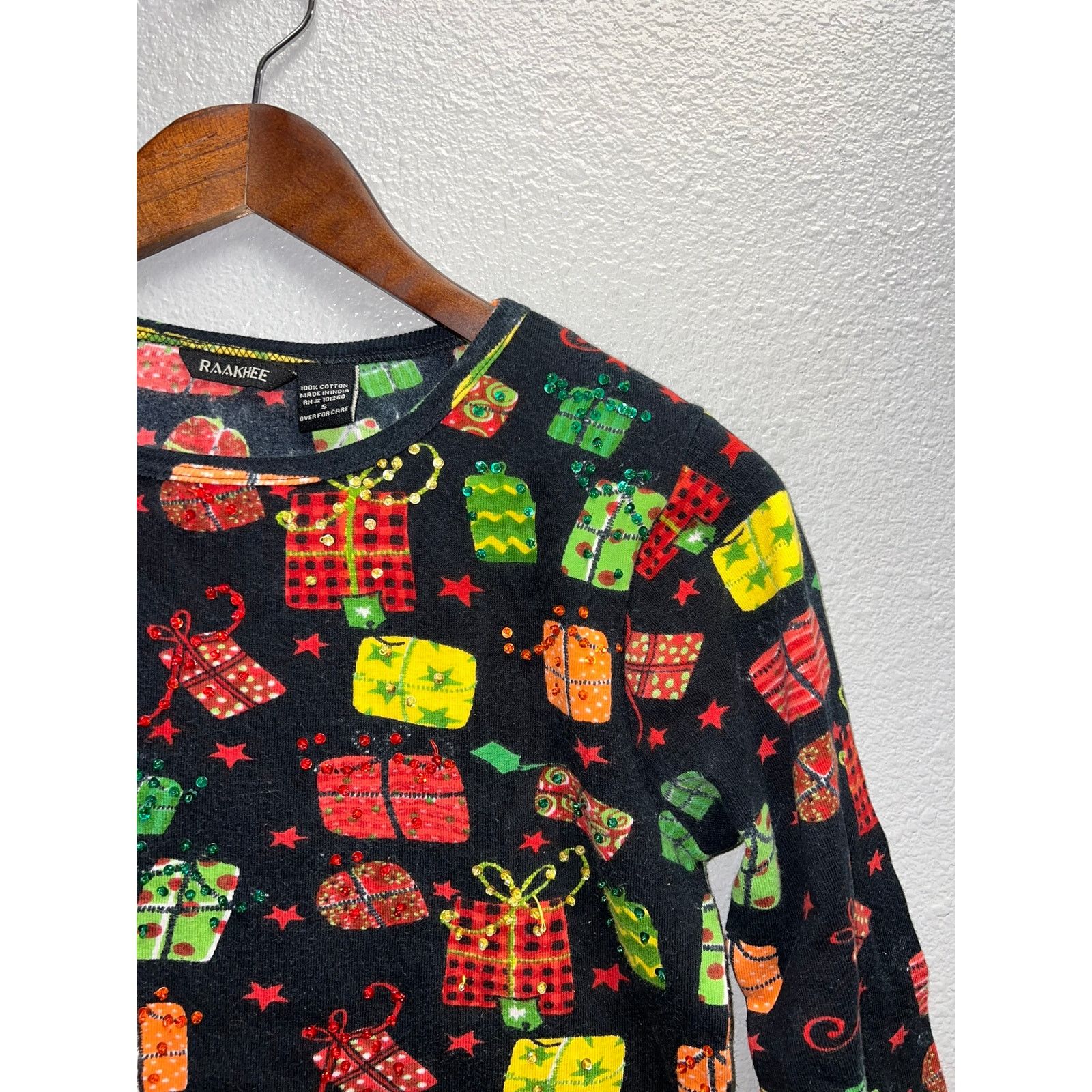 Vintage Womens Christmas Present Top Shirt Winter Gifts Raakhee Tee Size S / US 4 / IT 40 - 2 Thumbnail