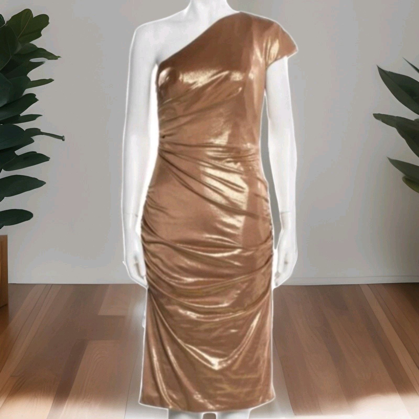 Other RENE Rene Ruiz Collection One Shoulder Shimmering Ruched Met Size XL / US 12-14 / IT 48-50 - 1 Thumbnail