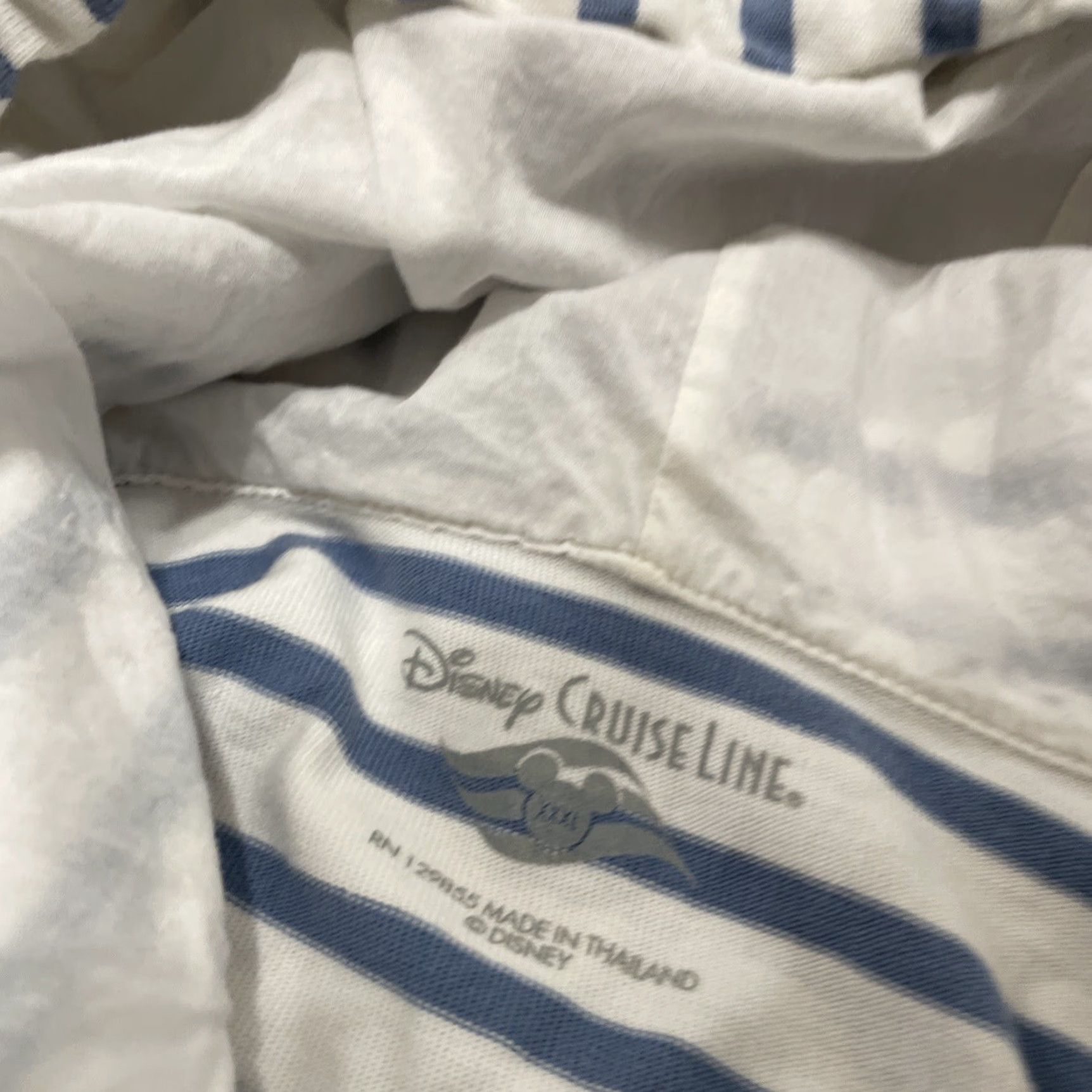 Disney VINTAGE DISNEY Cruise Line Sweater 3XL Henley Hoodie White Blue Stripe Women Adult XXXL Pullover Cotton Polyester Button Lined Money Theme Size XXL / US 16-18 / IT 52-54 - 7 Thumbnail