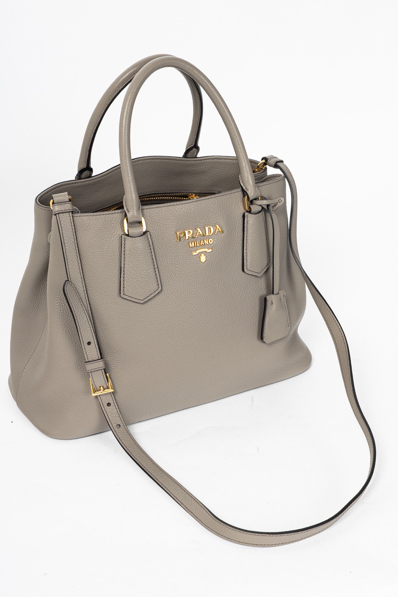 Prada Prada Argilla Vitello Phenix Leather 2-Way Tote Size ONE SIZE - 6 Thumbnail