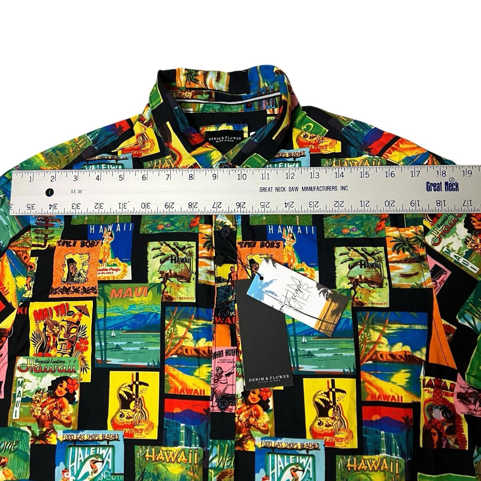 Denim & Flower Denim & Flower Shirt Mens L Hawaii Button Up Tropical Resort Size US L / EU 52-54 / 3 - 6 Thumbnail