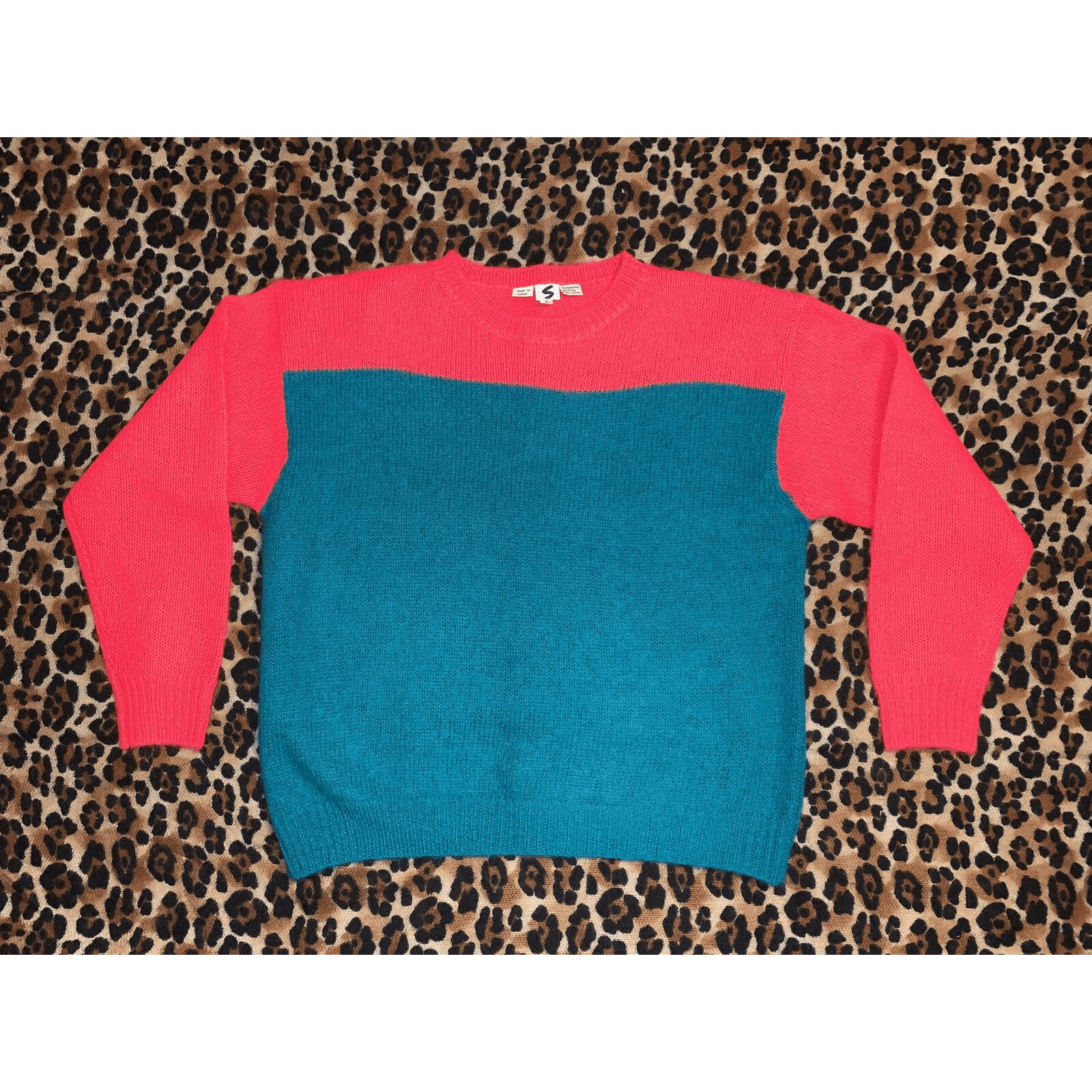 Stephen Sprouse Vtg 1980s STEPHEN SPROUSE Colorblock Red Blue Mohair Sweater Size L / US 10 / IT 46 - 7 Thumbnail