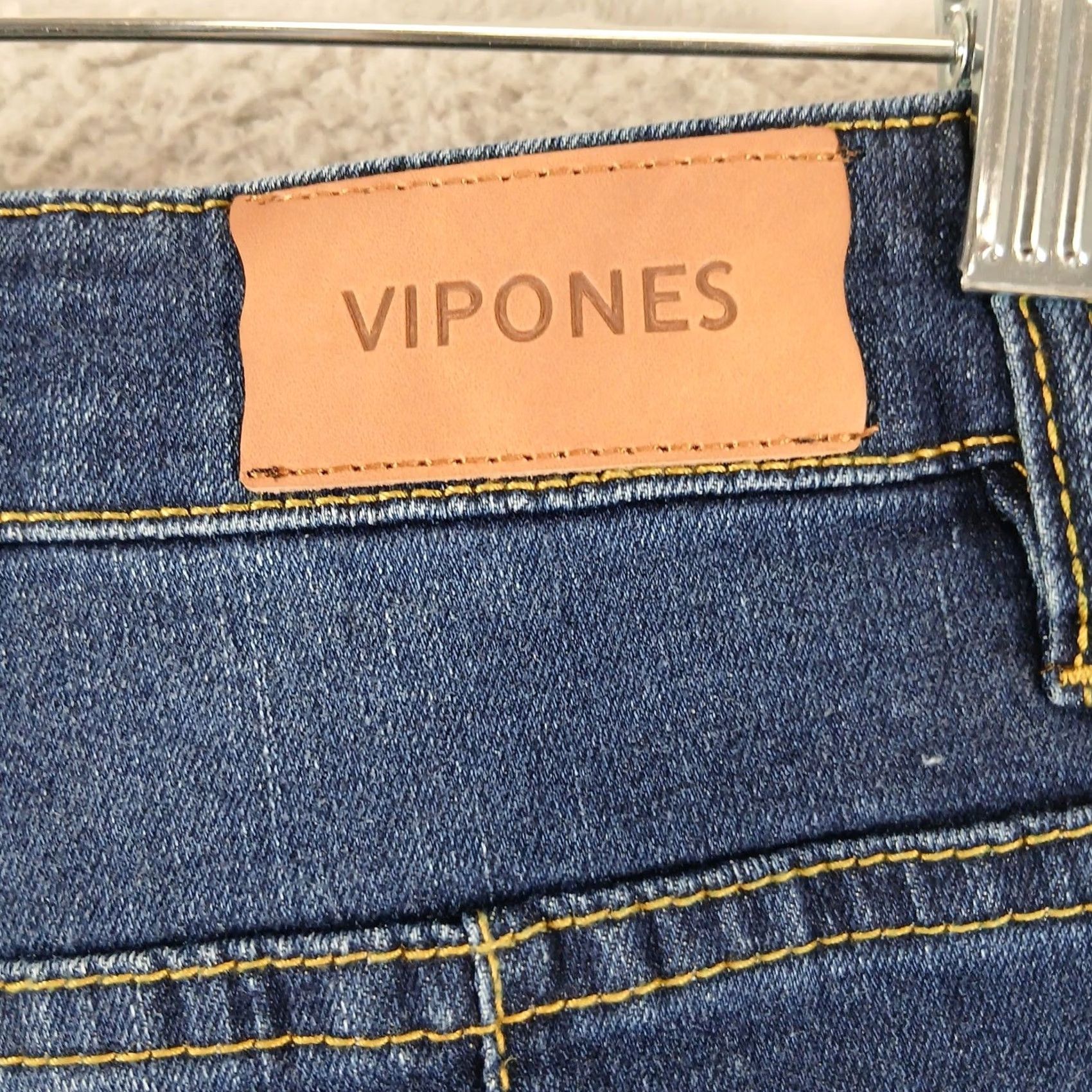 Vintage Vipones High Rise Flare Jeans Dark Wash Raw Step Hem 12 Tall EUC Womens Jeans Bohemian Retro Stretch 5-Pocket Design Zip Button Size 34" / US 12 / IT 48 - 7 Thumbnail