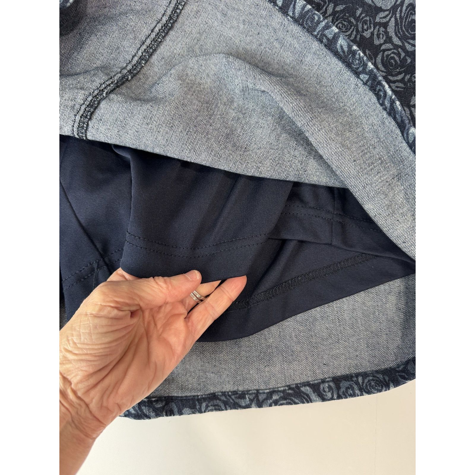 Other Blue Floral Jaquard Denim Mini Skirt 14 Christonper Banks Size 36" / US 14 / IT 50 - 5 Thumbnail