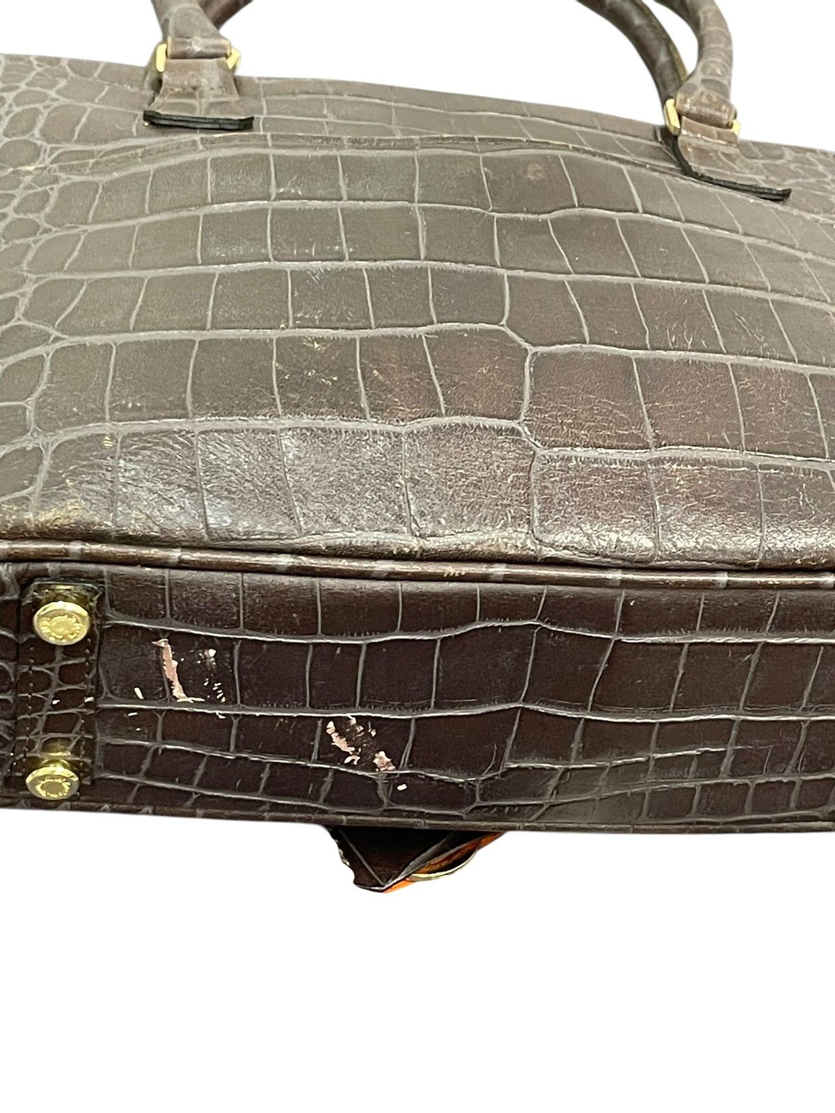 Genuine Leather Crocodile Embossed Cowhide A.D.M.J Japan Hand Bag 1🟩2 Size ONE SIZE - 15 Thumbnail