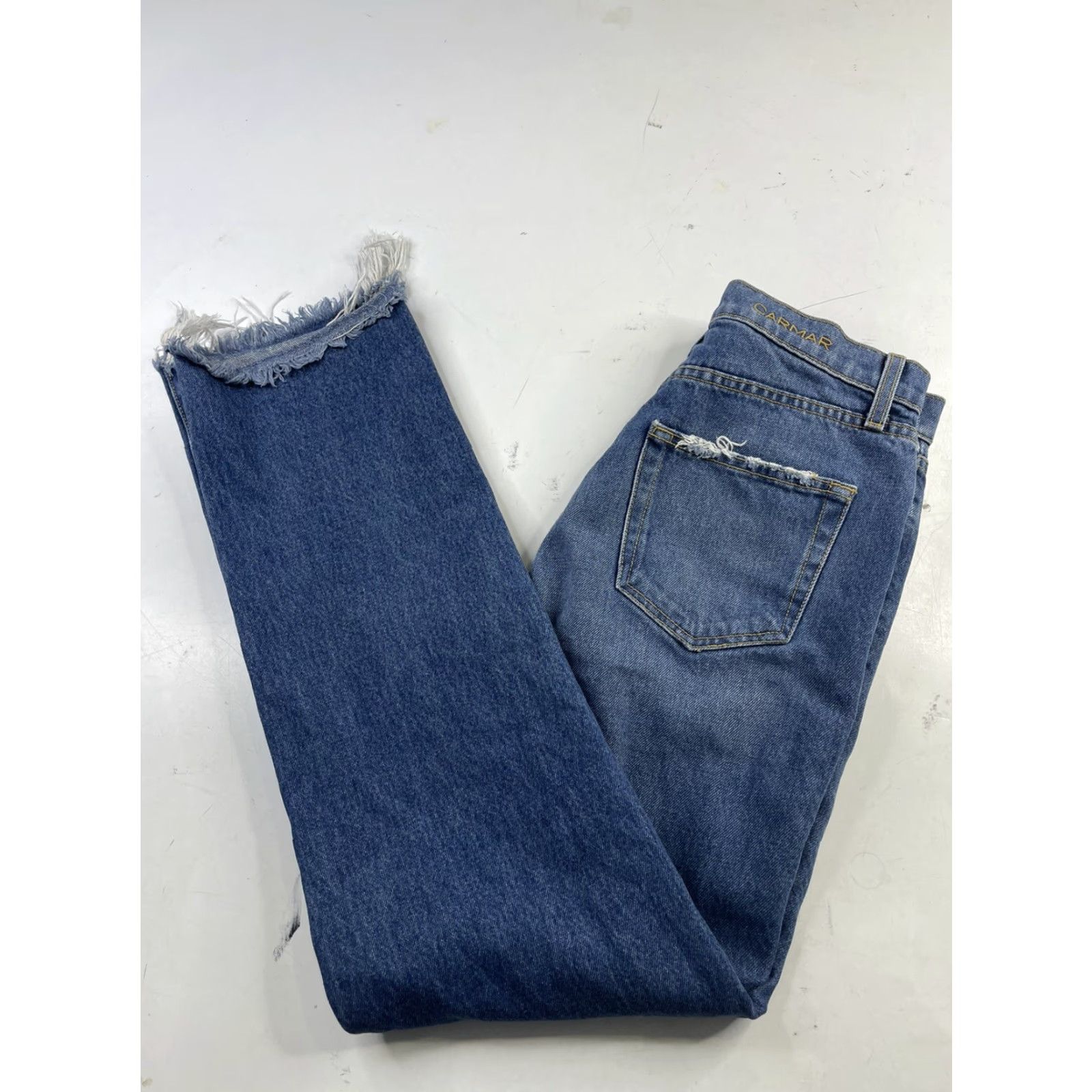 Vintage Camar Jeans Womens Size 27 Blue Straight Distressed Jeans Frayed Hem Pants Size 27" / US 4 / IT 40 - 5 Thumbnail