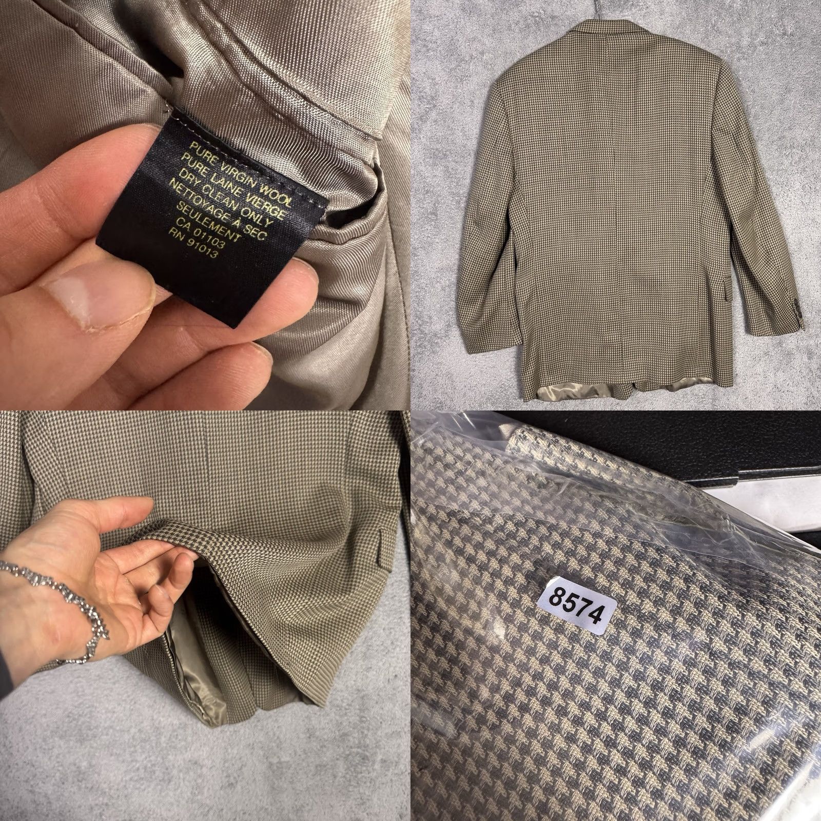 Jack Victor Jack Victor Blazer Men 42L Pure Virgin Wool Houndstooth Tweed Sport Coat Montreal Size 42R - 9 Thumbnail