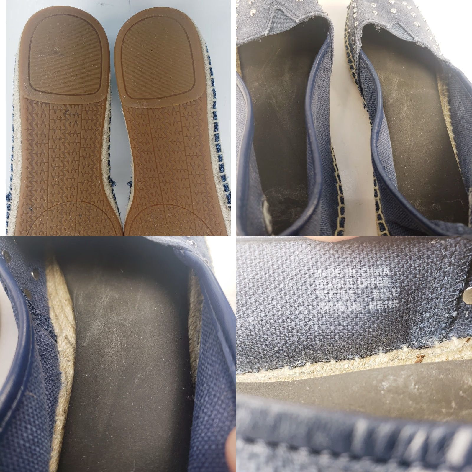 Michael Kors VINTAGE? Michael Kors Women's Denim Espadrille Flats 6.5 Blue Denim Flat Cushioned Studded Silver Beads Shoes Womens Size US 7 / IT 37 - 9 Thumbnail