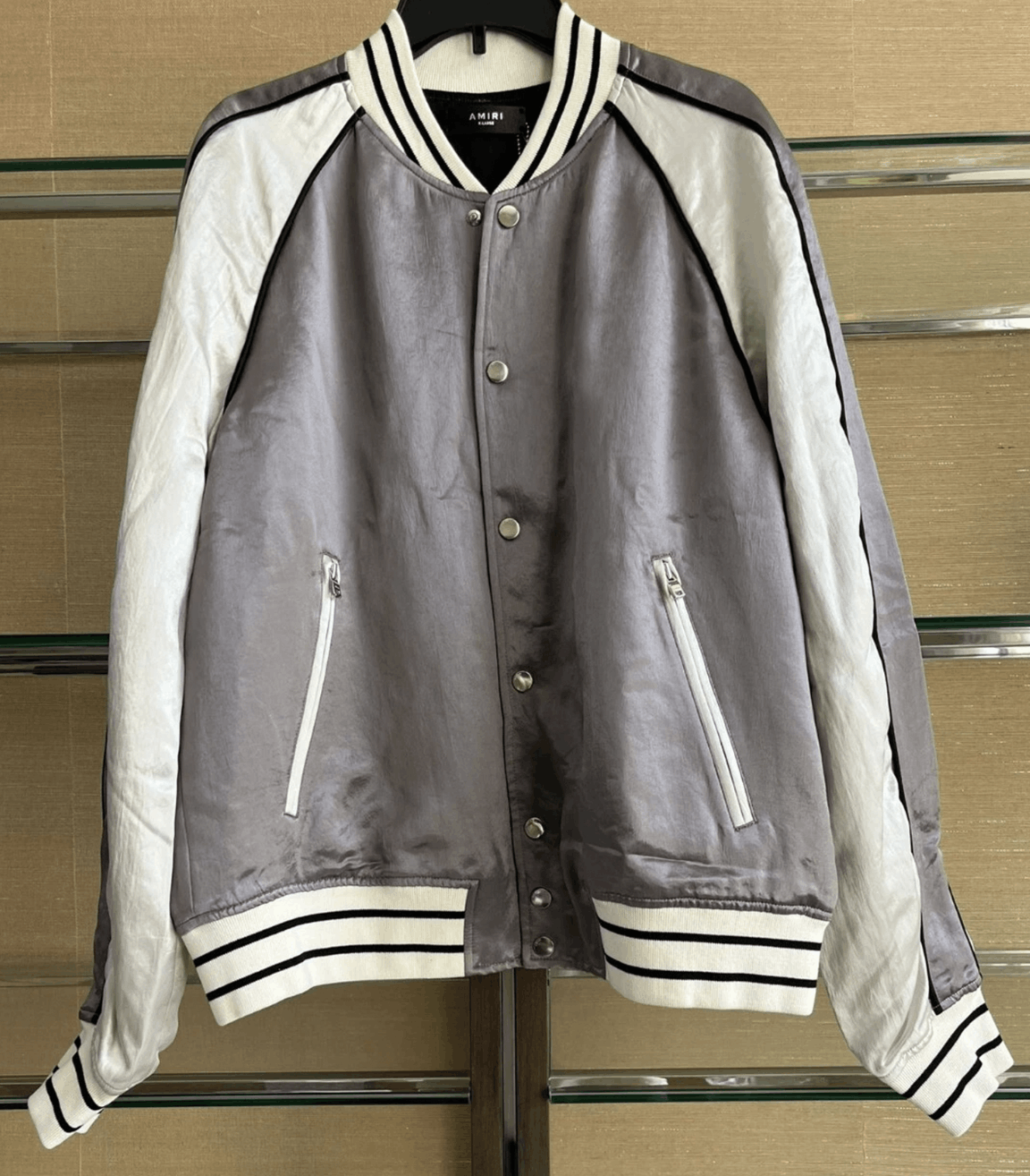 Amiri AMIRI PF22 Satin Souvenir Jacket – Silver/Ivory Size US M / EU 48-50 / 2 - 5 Thumbnail