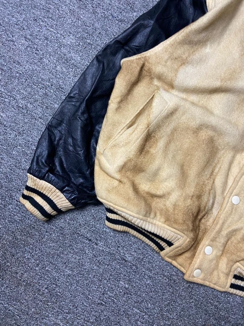 Japanese Brand Vintage Root Three Varsity Jacket with Leather Sleeves (177) Size US M / EU 48-50 / 2 - 8 Thumbnail