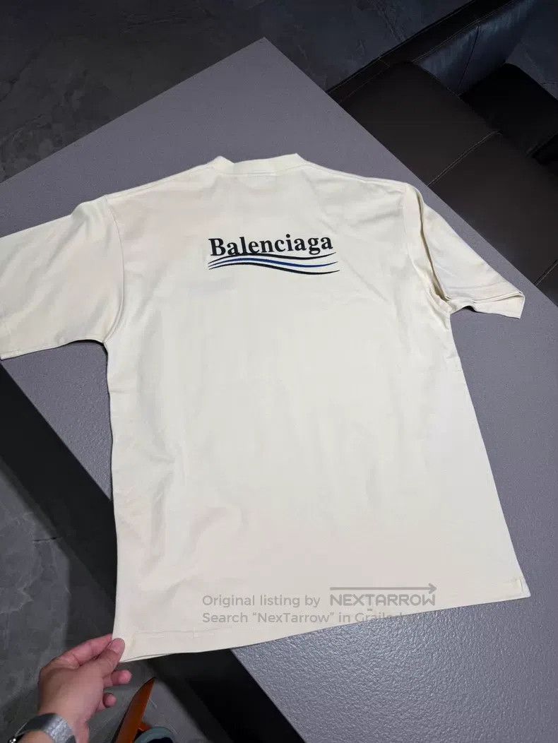 Balenciaga Balenciaga Embroidered Cola Logo Off-White Round Neck Shor Size US S / EU 44-46 / 1 - 8 Thumbnail