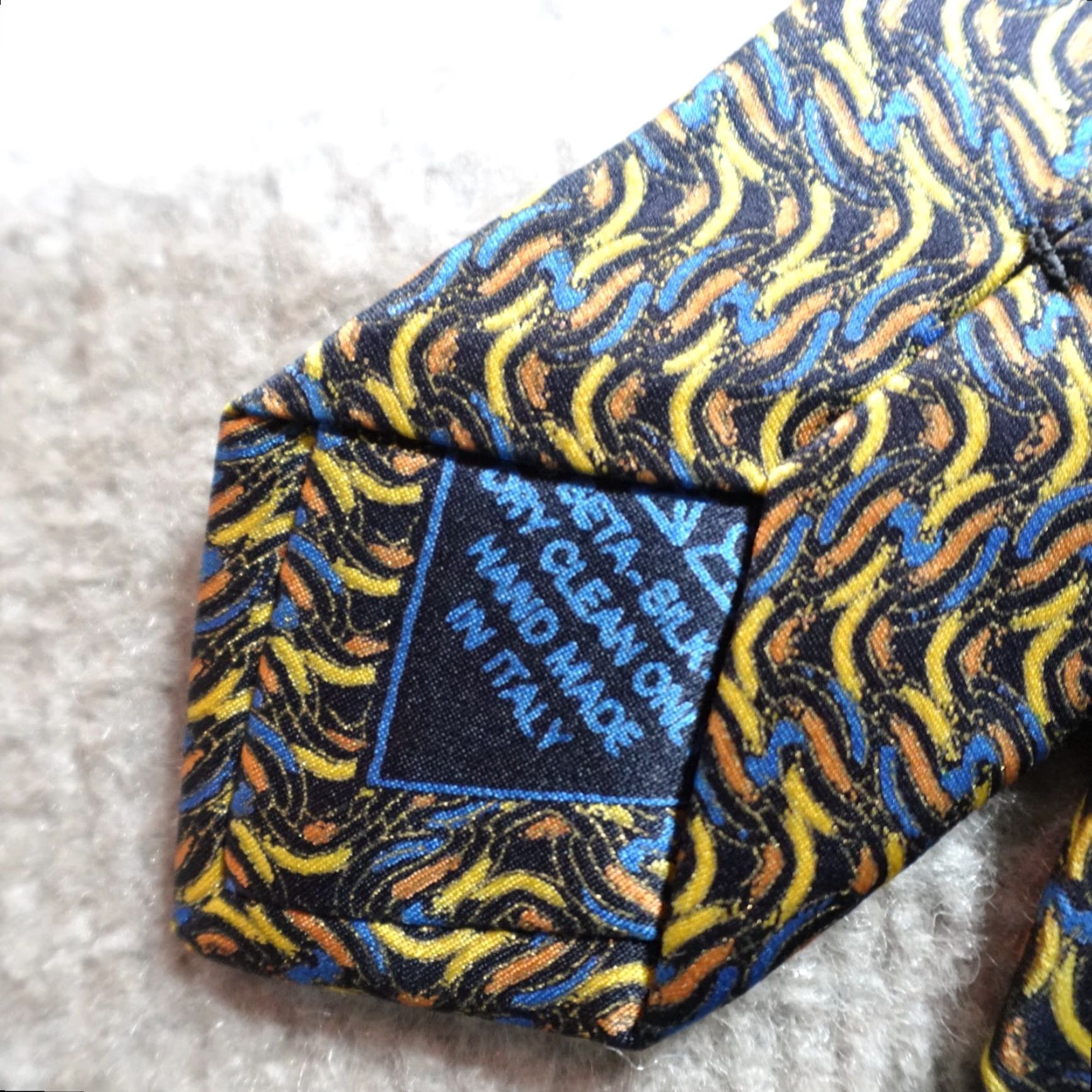 Brioni Brioni Tie Blue Yellow Orange Made In Italy Silk Plaids & Checks Mens Adult Tie Size ONE SIZE - 3 Thumbnail